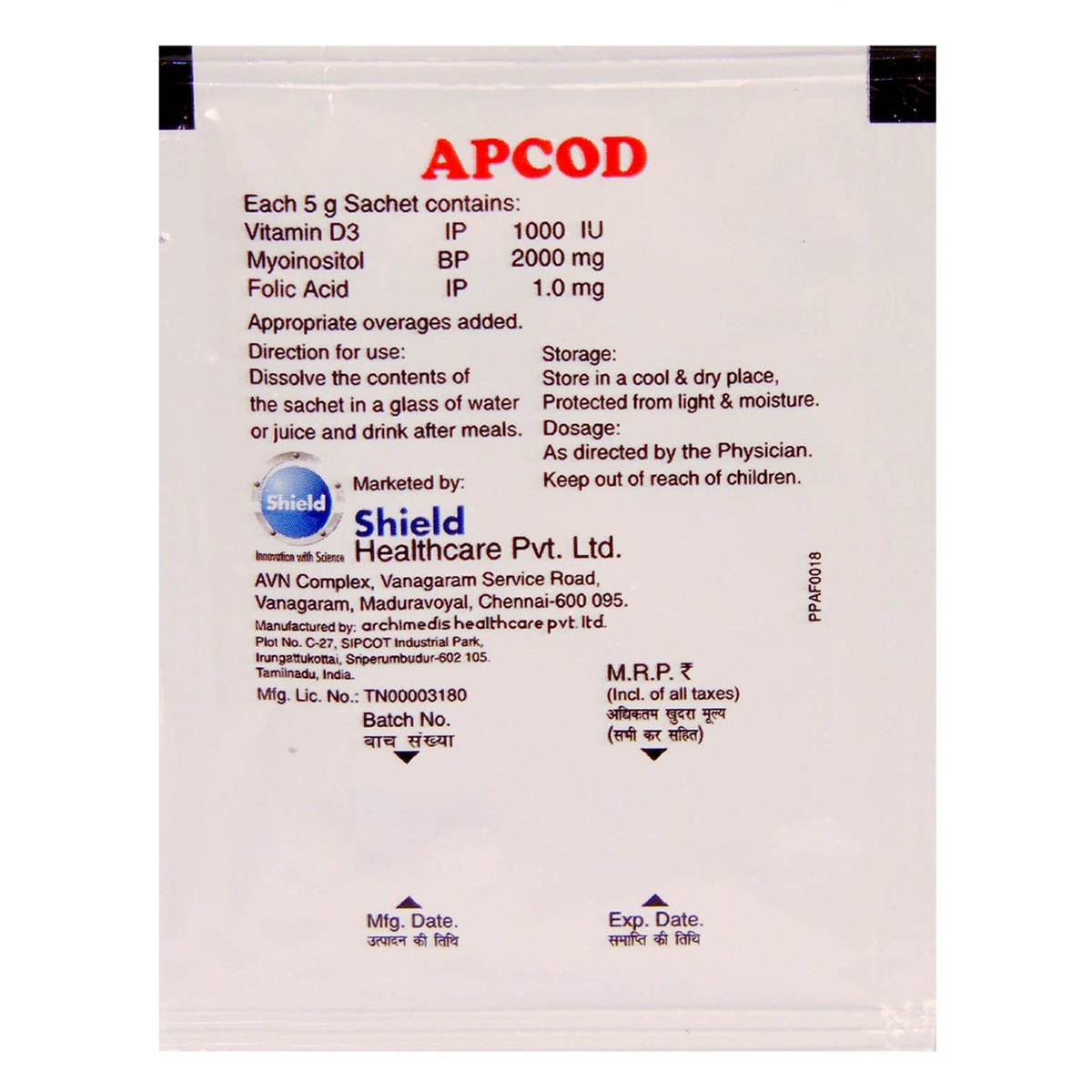 Apcod Sachet 5 gm, Pack of 1 GRANULES Apcod Sachet 5 gm, Pack of 1 GRANULES