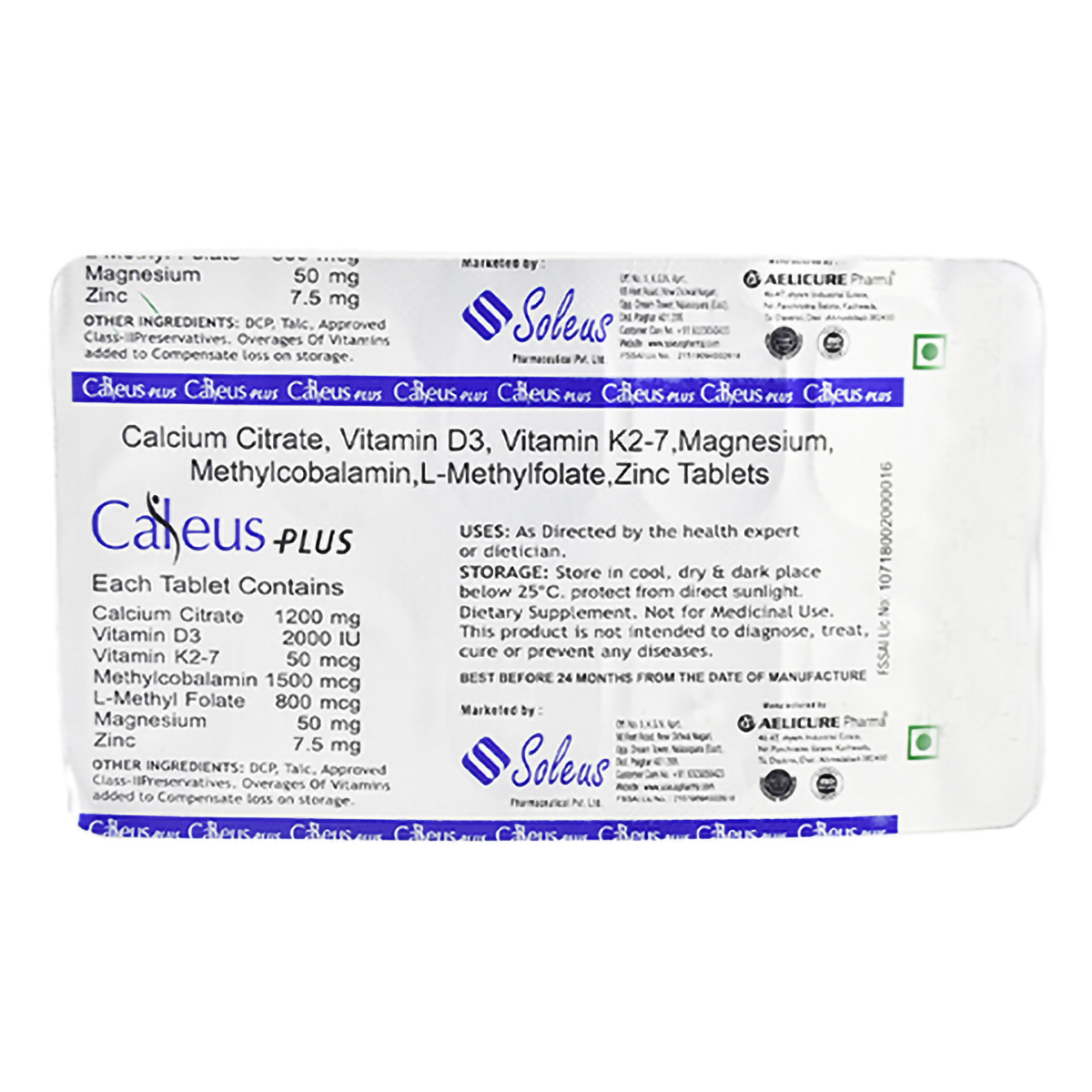 Caleus Plus Tablet 10's, Pack of 10 TABLETS Caleus Plus Tablet 10's, Pack of 10 TABLETS