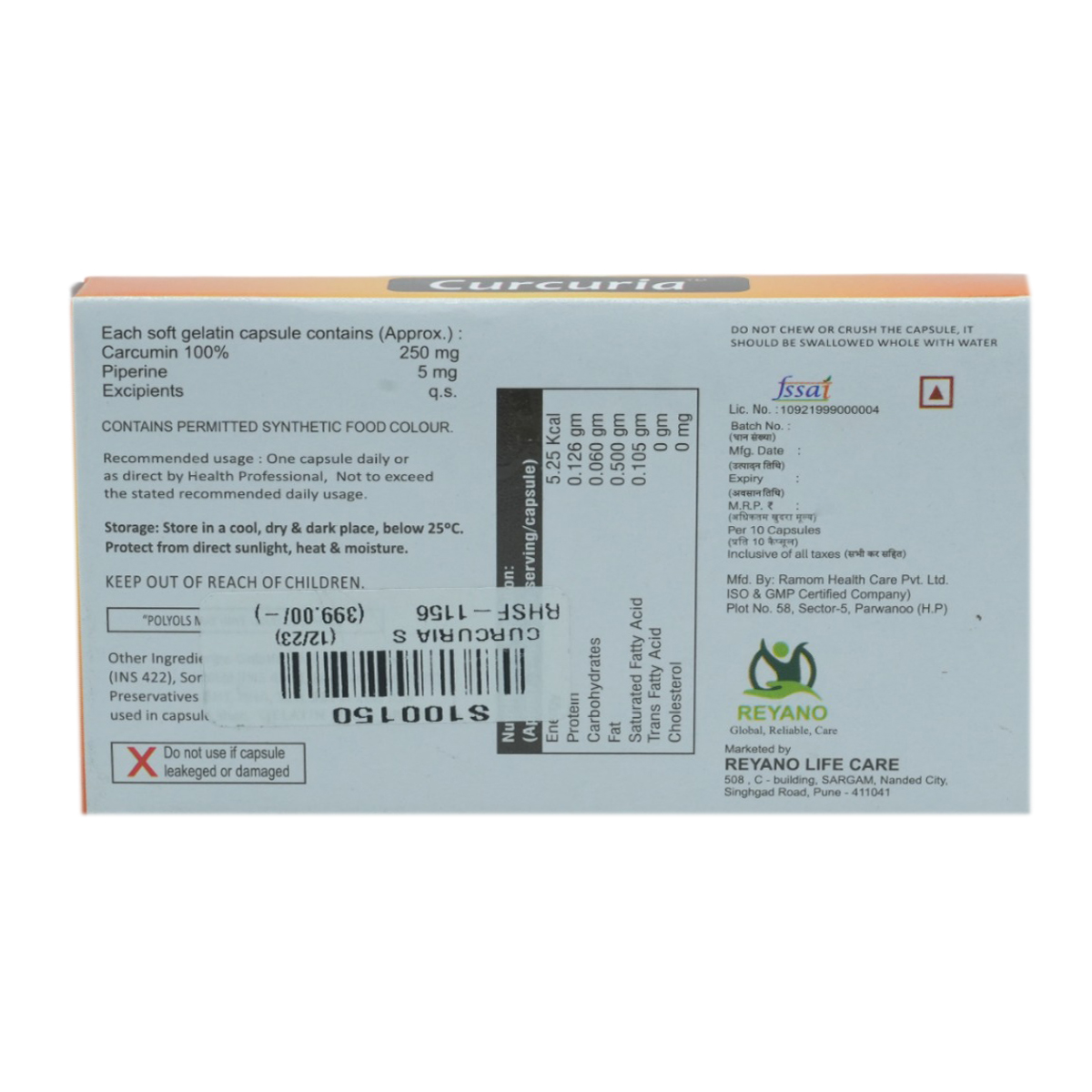 Curcuria Softgel Capsule 10's, Pack of 10 CapsuleS Curcuria Softgel Capsule 10's, Pack of 10 CapsuleS