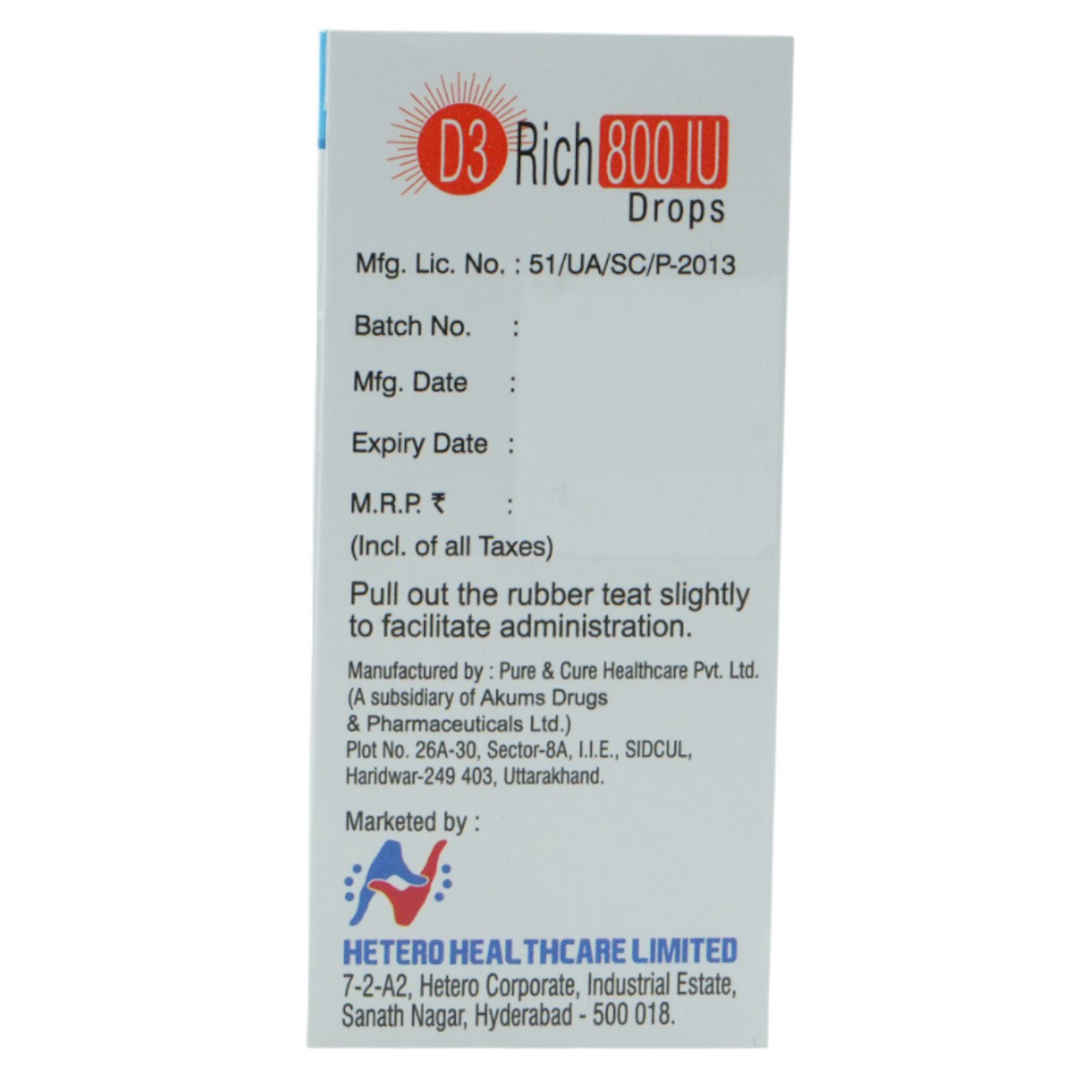 D3 Rich 800 IU Drops 15 ml, Pack of 1 D3 Rich 800 IU Drops 15 ml, Pack of 1