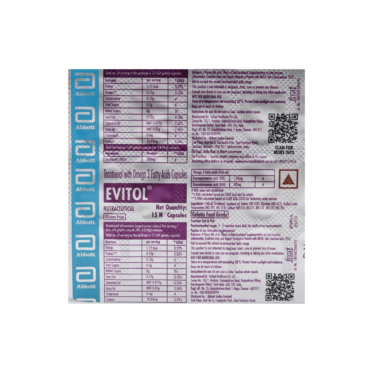 Evitol Capsule 15's, Pack of 15 Evitol Capsule 15's, Pack of 15