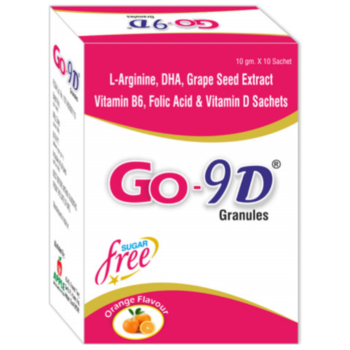 Go-9D Sugar Free Orange Flavour Granules 10 gm, Pack of 1 GRANULES Go-9D Sugar Free Orange Flavour Granules 10 gm, Pack of 1 GRANULES