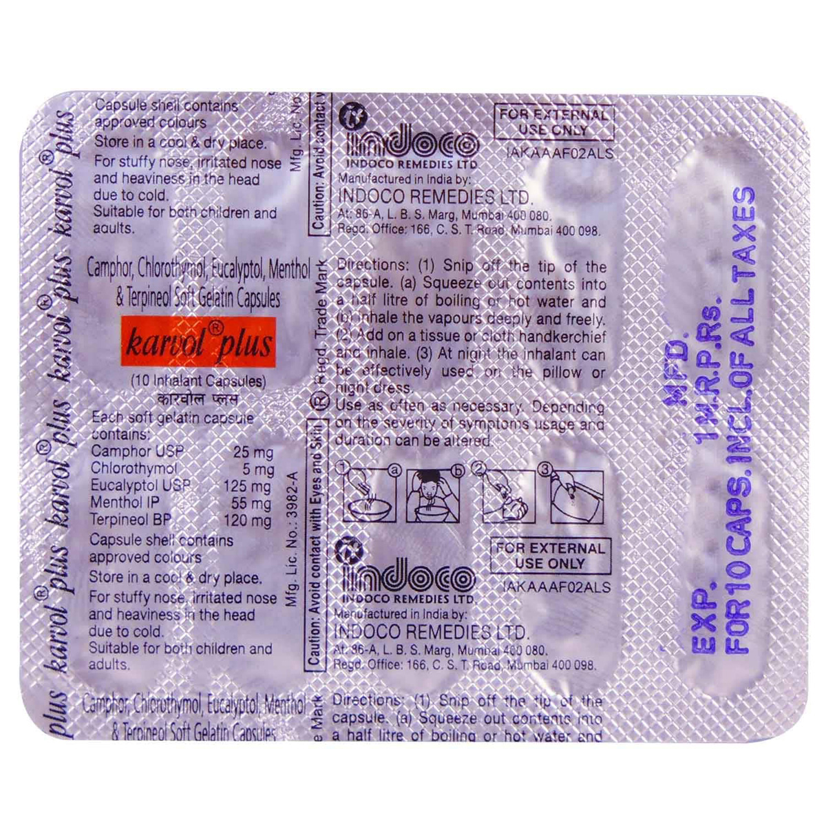 Karvol Plus Capsule 10's, Pack of 10 Karvol Plus Capsule 10's, Pack of 10