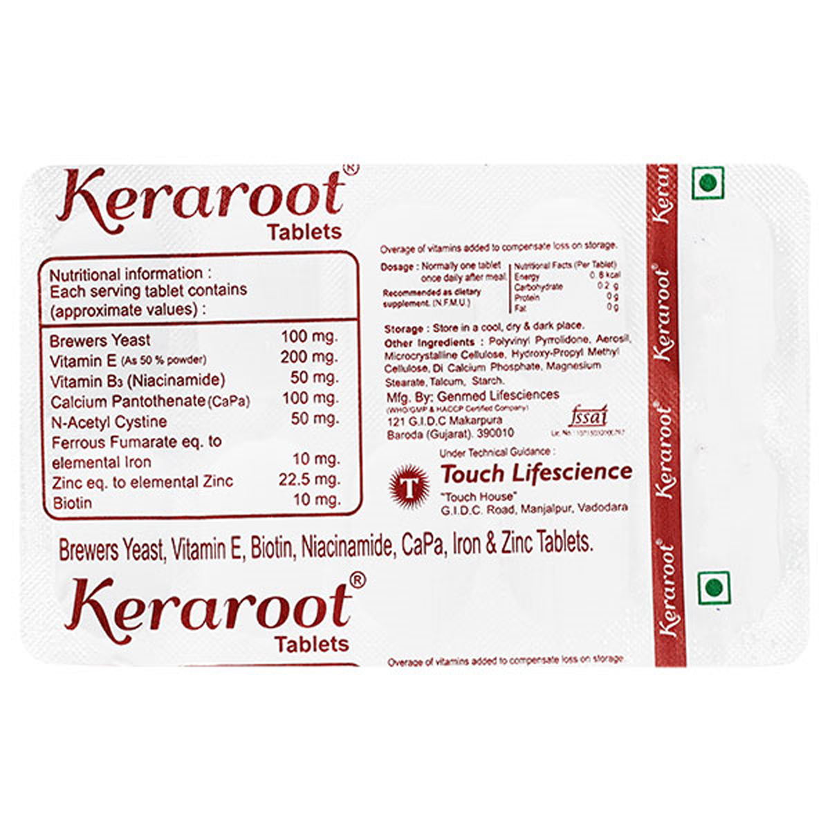 Keraroot Tablet 10's, Pack of 10 TABLETS Keraroot Tablet 10's, Pack of 10 TABLETS
