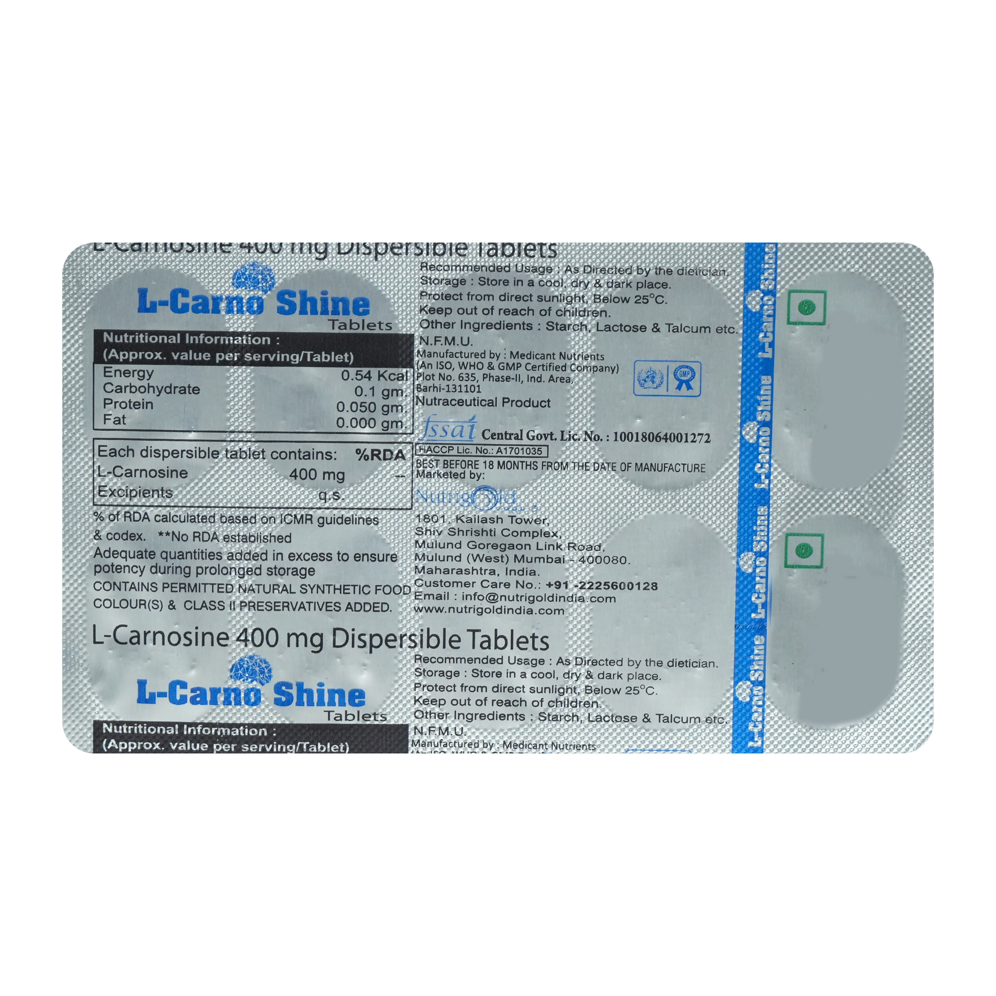 L Carno Shine Tablet 10's, Pack of 10 TabletS L Carno Shine Tablet 10's, Pack of 10 TabletS