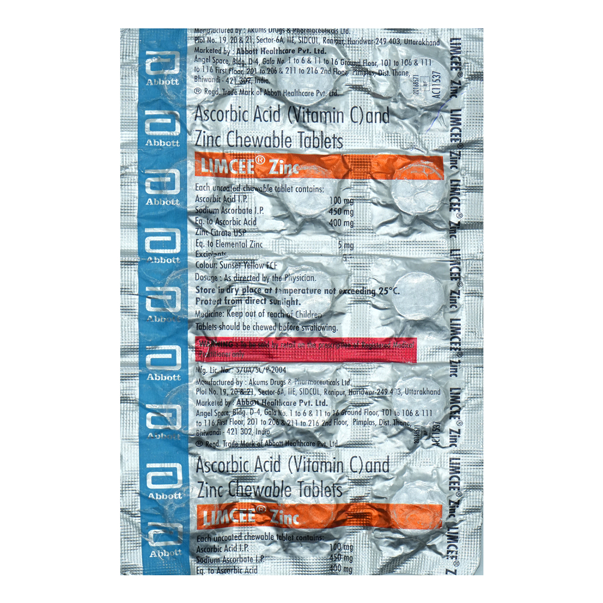 Limcee Zinc Chewable Tablet 15's, Pack of 15 Chewable TabletS Limcee Zinc Chewable Tablet 15's, Pack of 15 Chewable TabletS