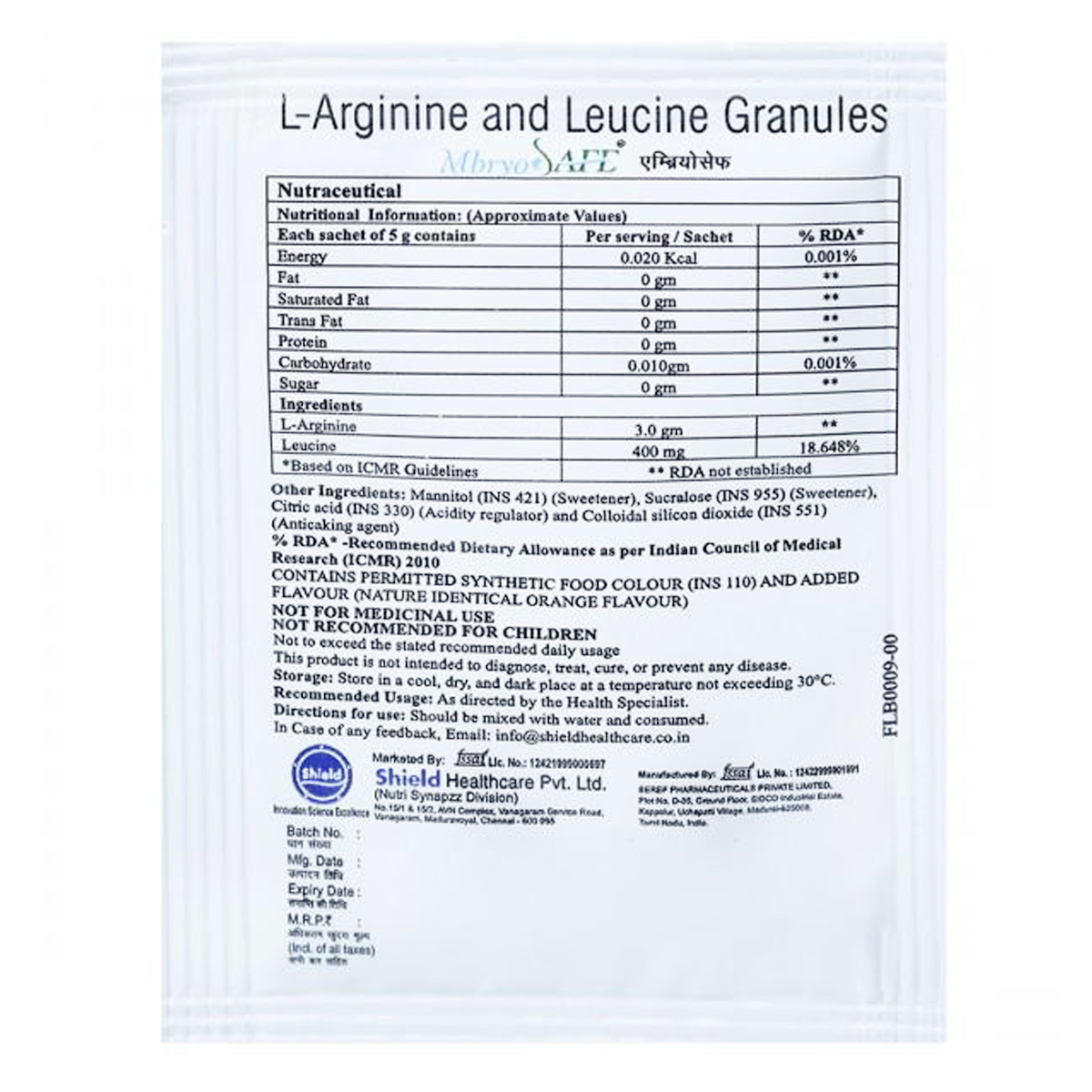 Mbryo Safe Orange Flavour Sachet 5 gm, Pack of 1 Powder Mbryo Safe Orange Flavour Sachet 5 gm, Pack of 1 Powder