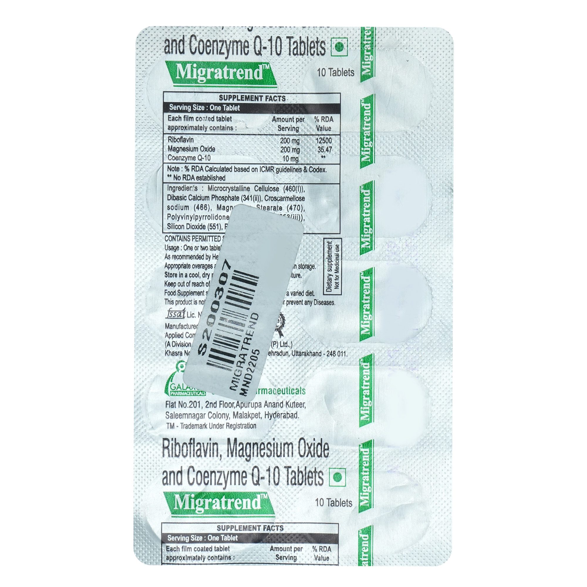 Migratrend Tablet 10's, Pack of 10 TabletS Migratrend Tablet 10's, Pack of 10 TabletS