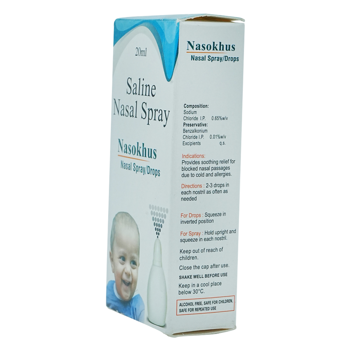 Nasokhus 0.65%W/V Nasal Spray 20ml, Pack of 1 Nasal Spray Nasokhus 0.65%W/V Nasal Spray 20ml, Pack of 1 Nasal Spray