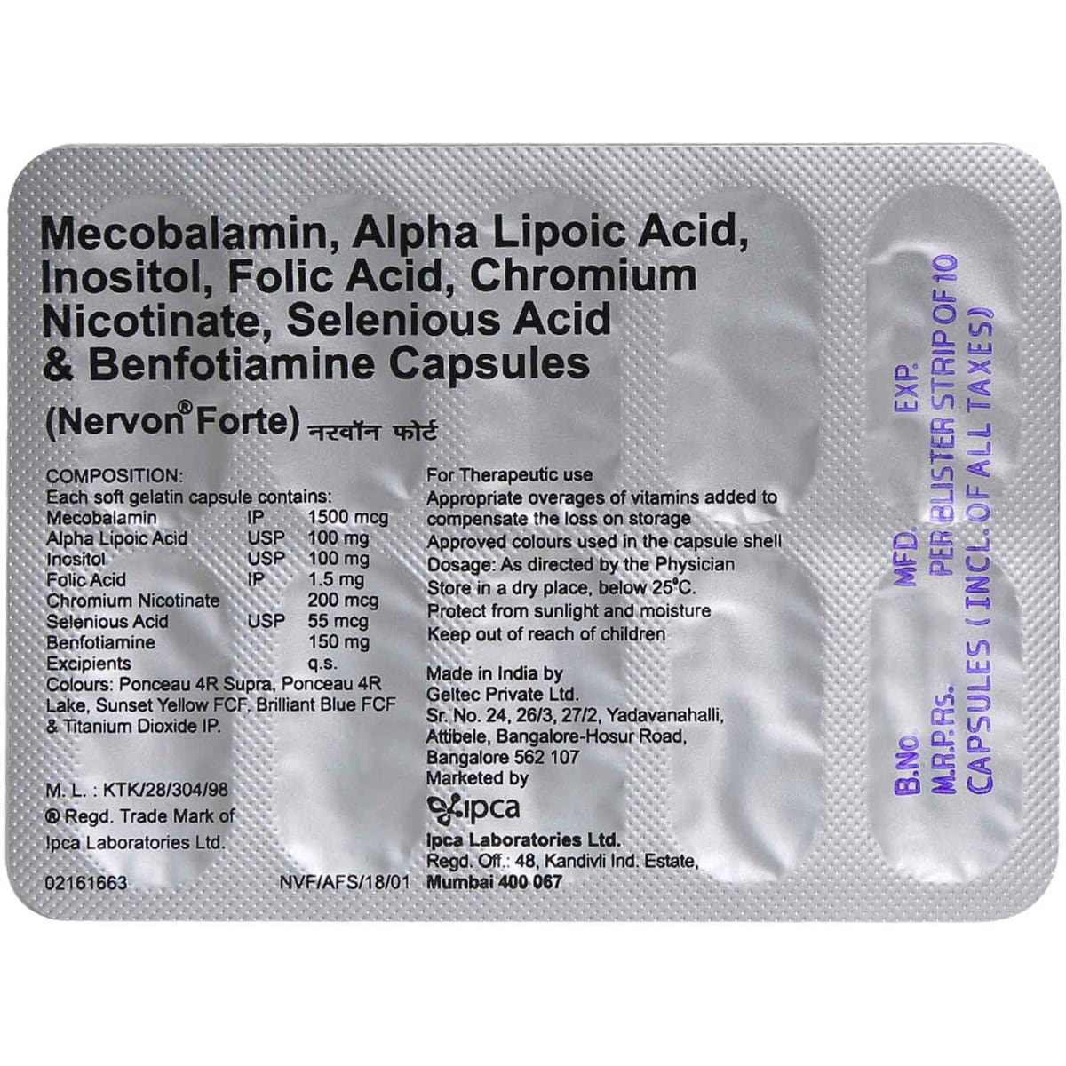 Nervon Forte Capsule 10's, Pack of 10 CAPSULES Nervon Forte Capsule 10's, Pack of 10 CAPSULES