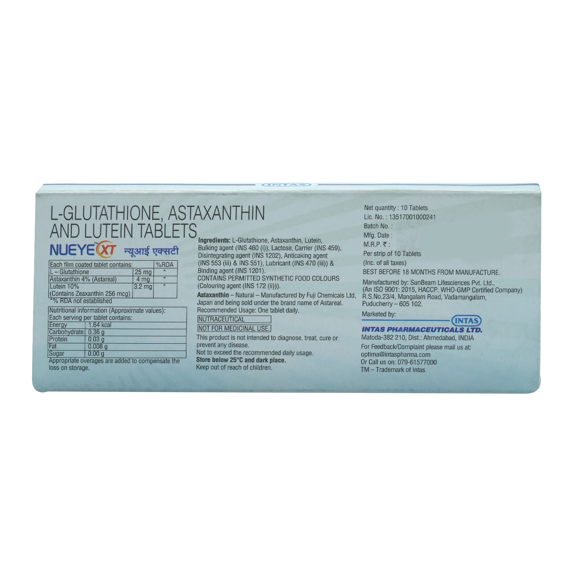 Nueye Xt Tab 10'S, Pack of 10 TabletS Nueye Xt Tab 10'S, Pack of 10 TabletS