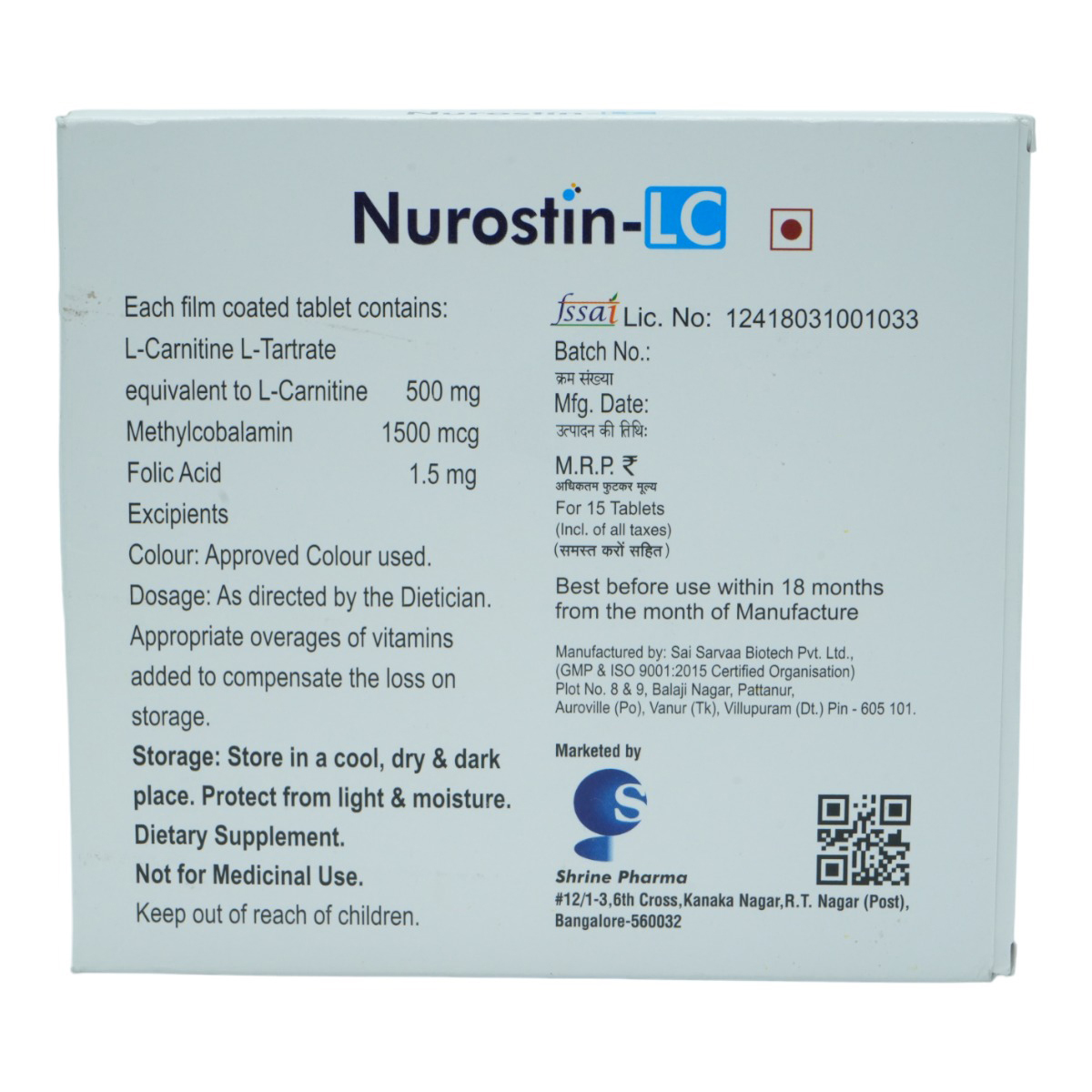 Nurostin-LC Tablet 15's, Pack of 15 TabletS Nurostin-LC Tablet 15's, Pack of 15 TabletS
