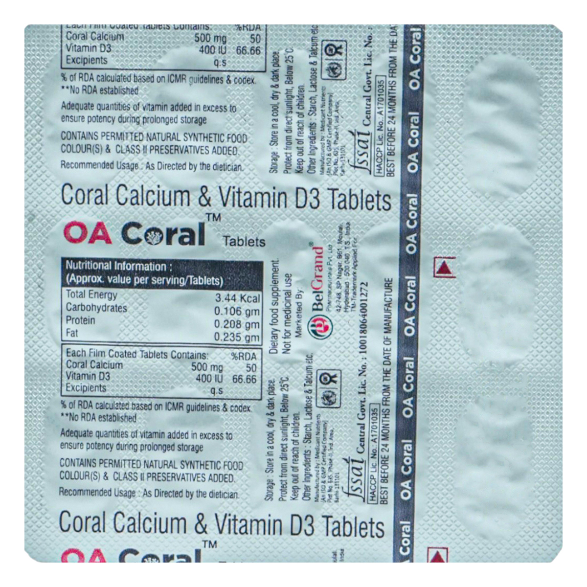 OA Coral Tablet 15's, Pack of 15 TabletS OA Coral Tablet 15's, Pack of 15 TabletS