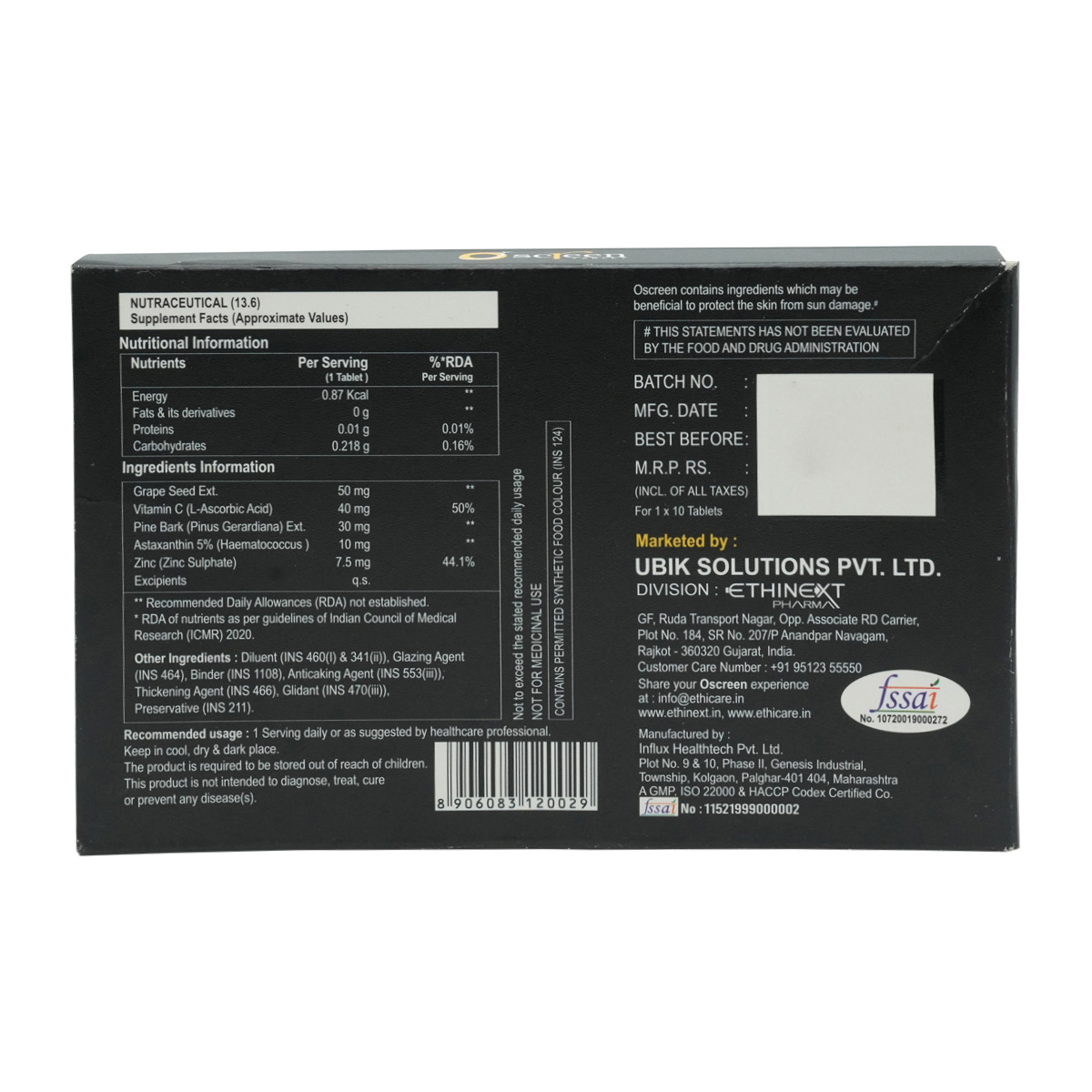 Oscreen Tablet 10's, Pack of 10 TabletS Oscreen Tablet 10's, Pack of 10 TabletS