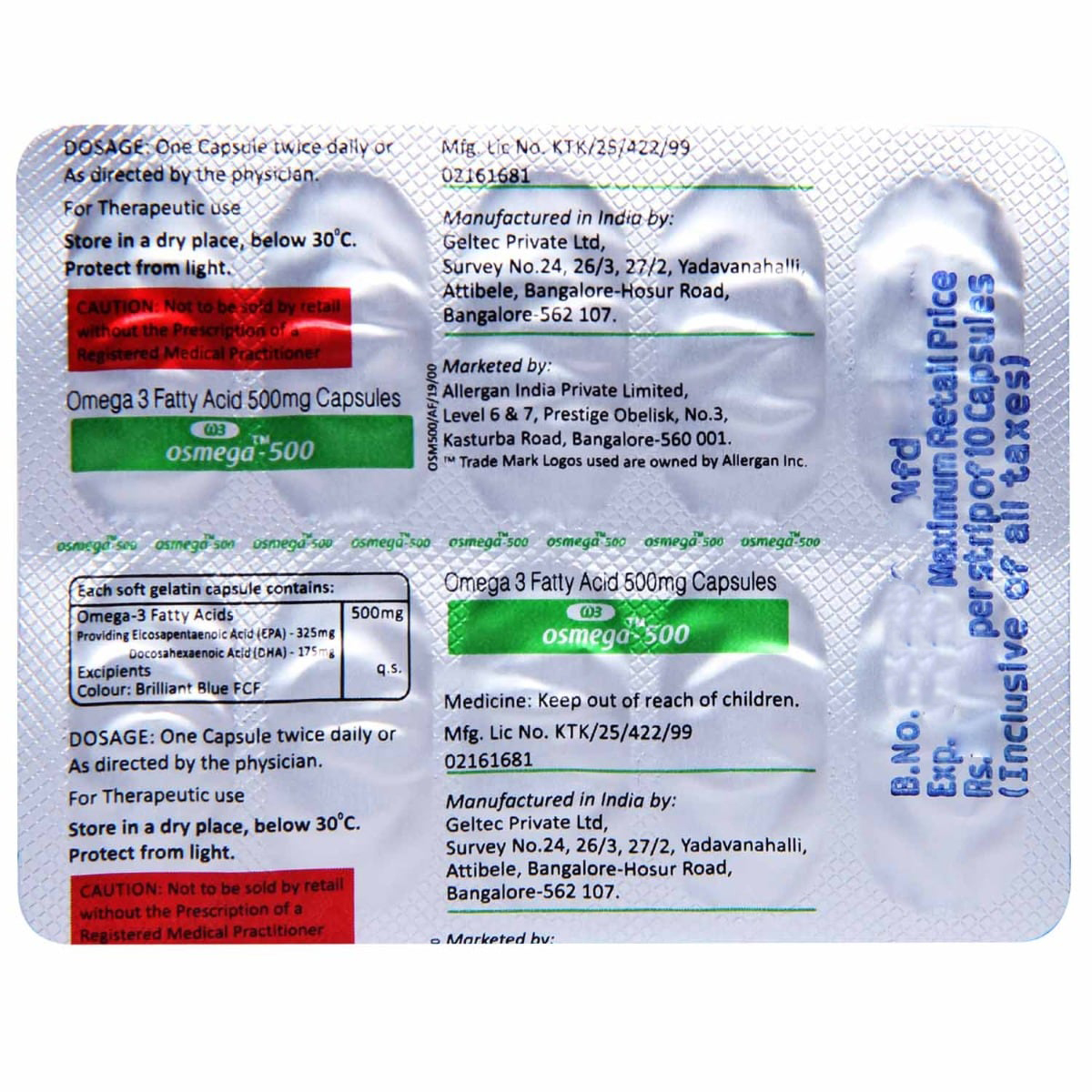 Osmega-500 Capsule 10's, Pack of 10 CAPSULES Osmega-500 Capsule 10's, Pack of 10 CAPSULES