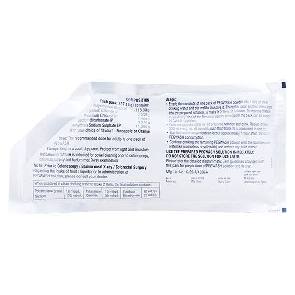 Pegwash Sachet 137.15 gm, Pack of 1 Sachet Pegwash Sachet 137.15 gm, Pack of 1 Sachet