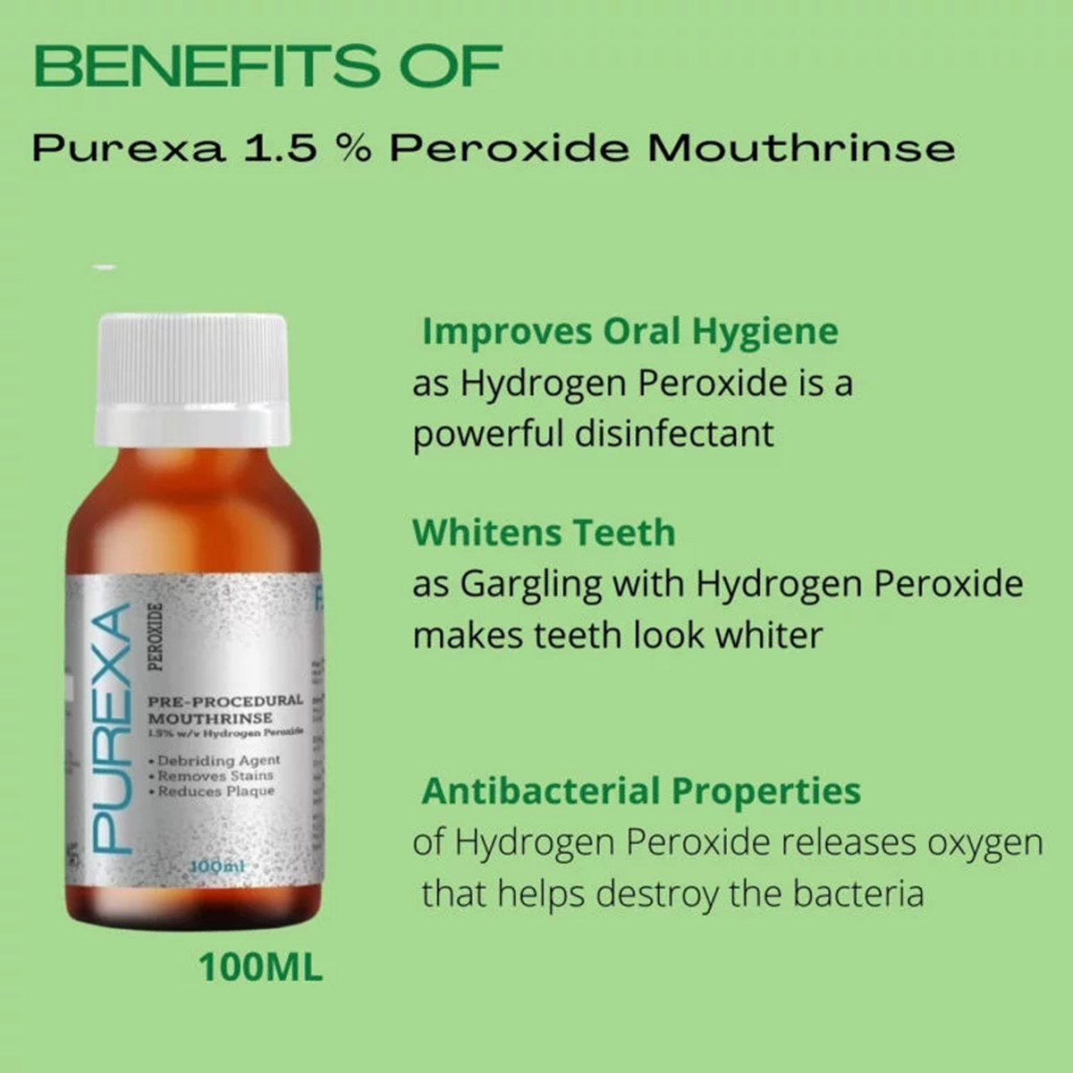 Purexa Peroxide Mouthrinse 100 ml, Pack of 1 SOLUTION Purexa Peroxide Mouthrinse 100 ml, Pack of 1 SOLUTION