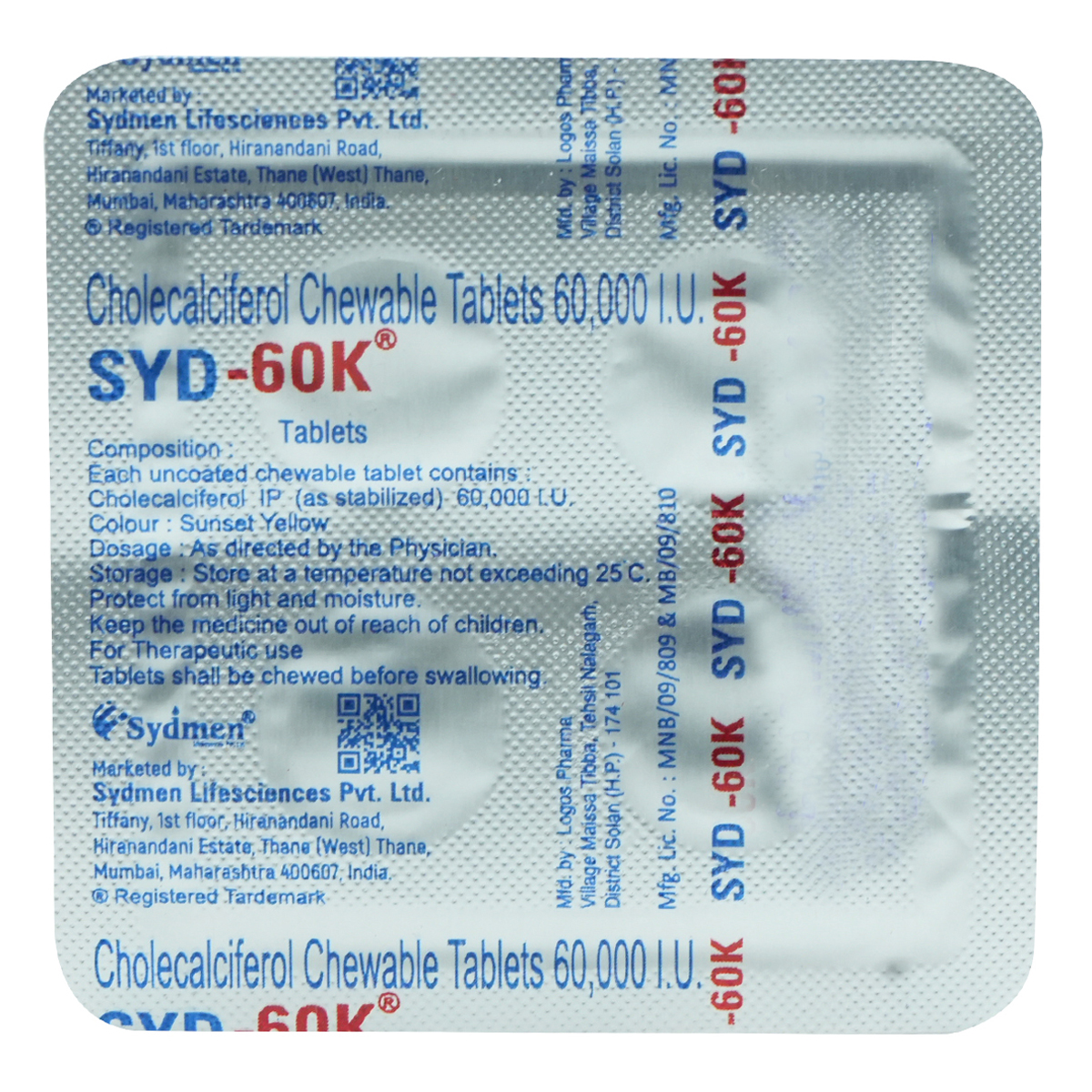 SYD 60K Chewable Tablet 4's, Pack of 4 SYD 60K Chewable Tablet 4's, Pack of 4