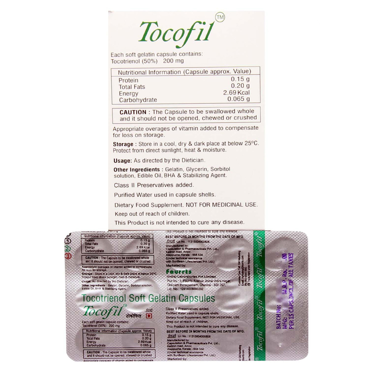 Tocofil Softgel Capsule 15's, Pack of 15 CapsuleS Tocofil Softgel Capsule 15's, Pack of 15 CapsuleS