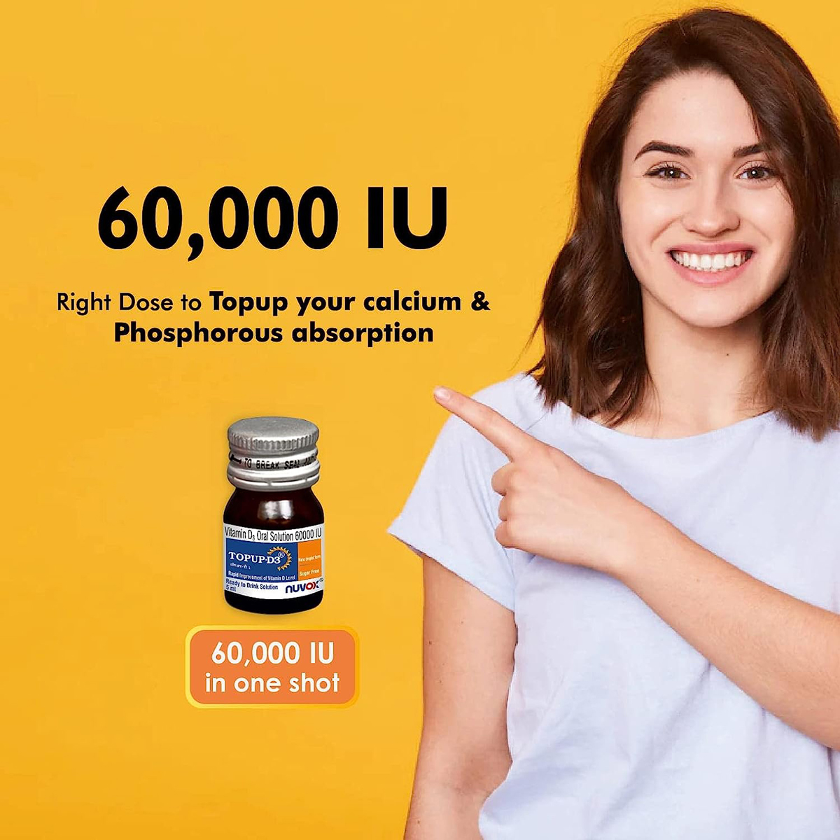 Topup-D3 60K SF Oral Solution 5 ml, Pack of 1 Topup-D3 60K SF Oral Solution 5 ml, Pack of 1