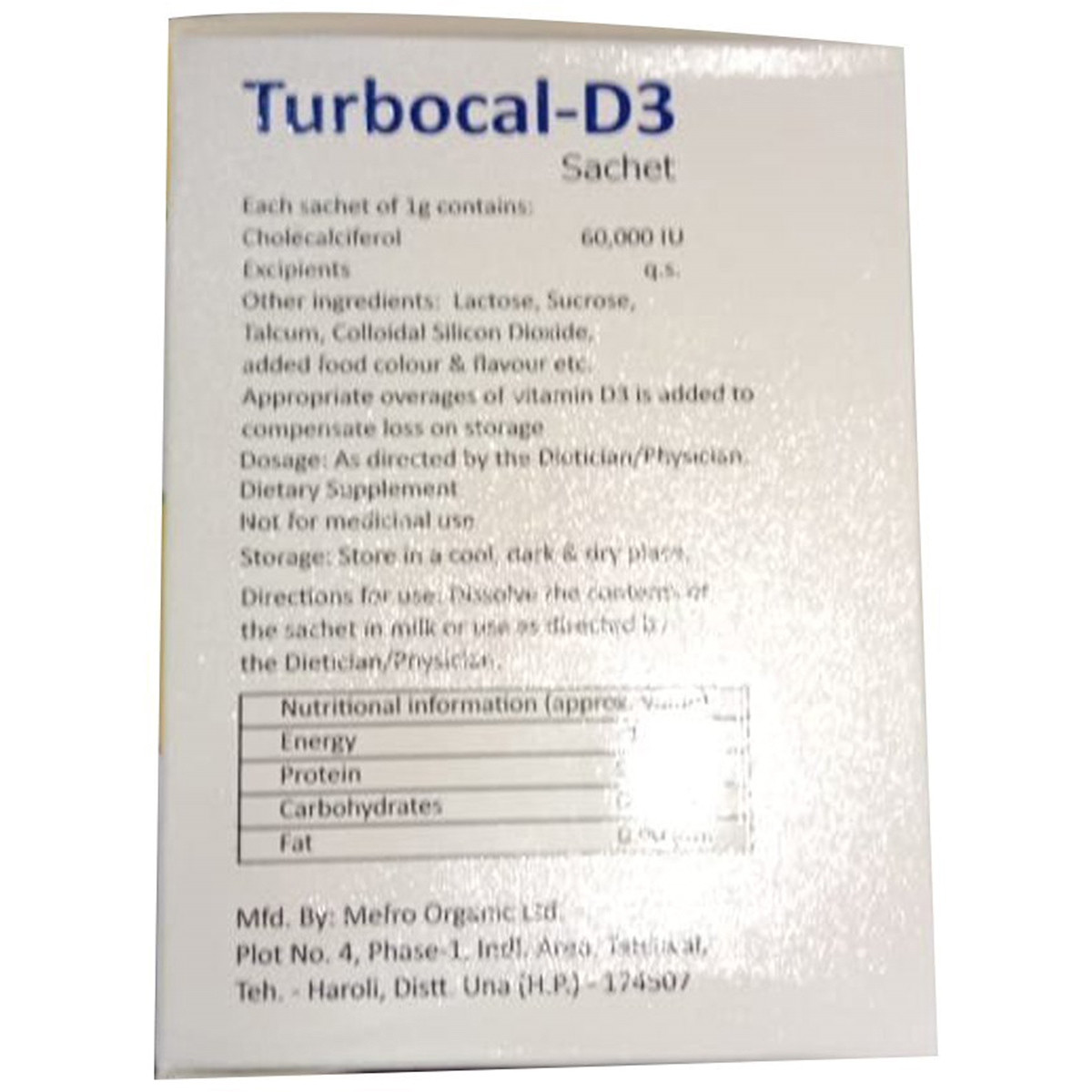 Turbocal D3 Sachet 1 gm, Pack of 1 Turbocal D3 Sachet 1 gm, Pack of 1
