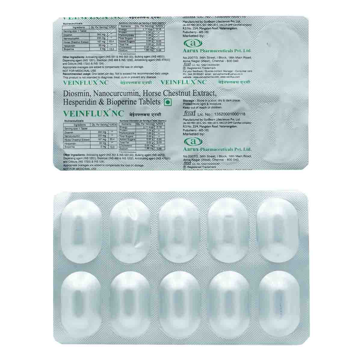 Veinflux NC Tablet 10's, Pack of 10 TabletS Veinflux NC Tablet 10's, Pack of 10 TabletS