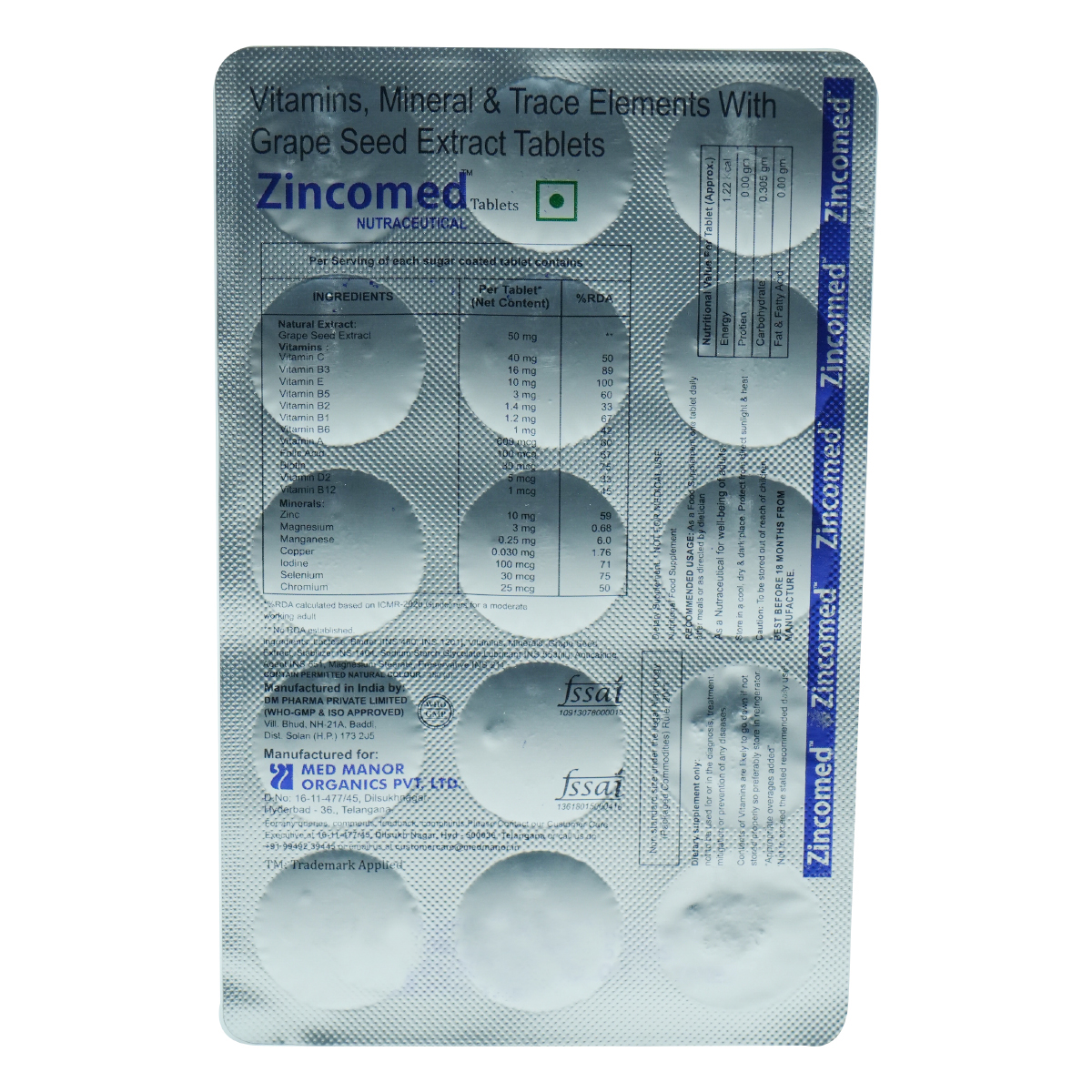 Zincomed Tablet 15's, Pack of 15 TABLETS Zincomed Tablet 15's, Pack of 15 TABLETS