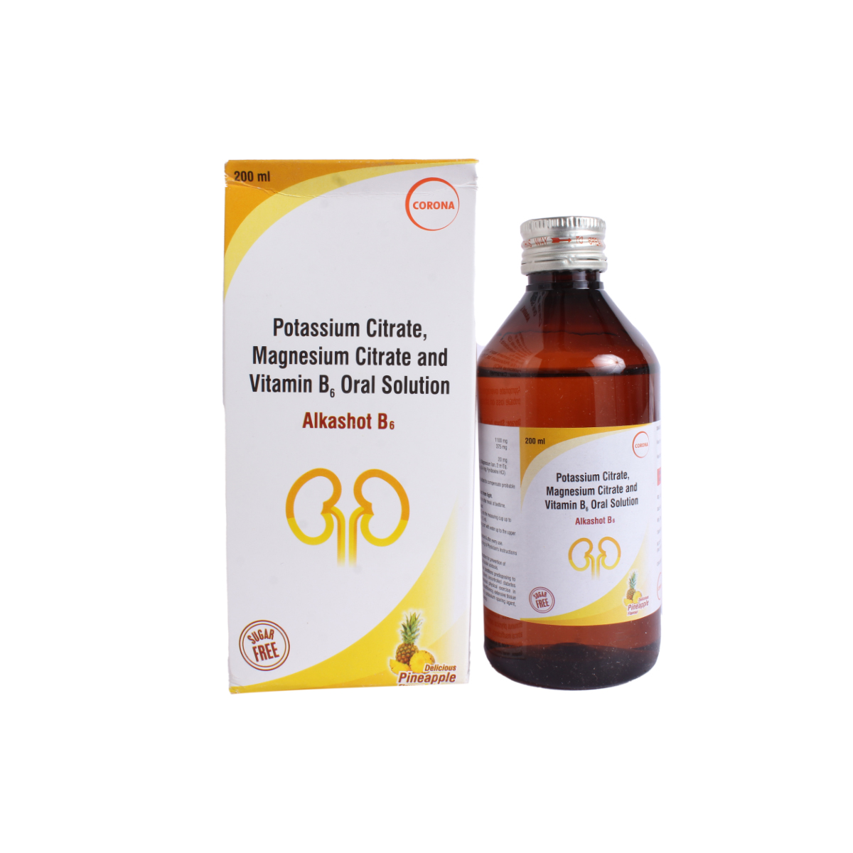 Alkashot B6 Delicious Pineapple Sugar Free Oral Solution 200 ml, Pack of 1 Alkashot B6 Delicious Pineapple Sugar Free Oral Solution 200 ml, Pack of 1