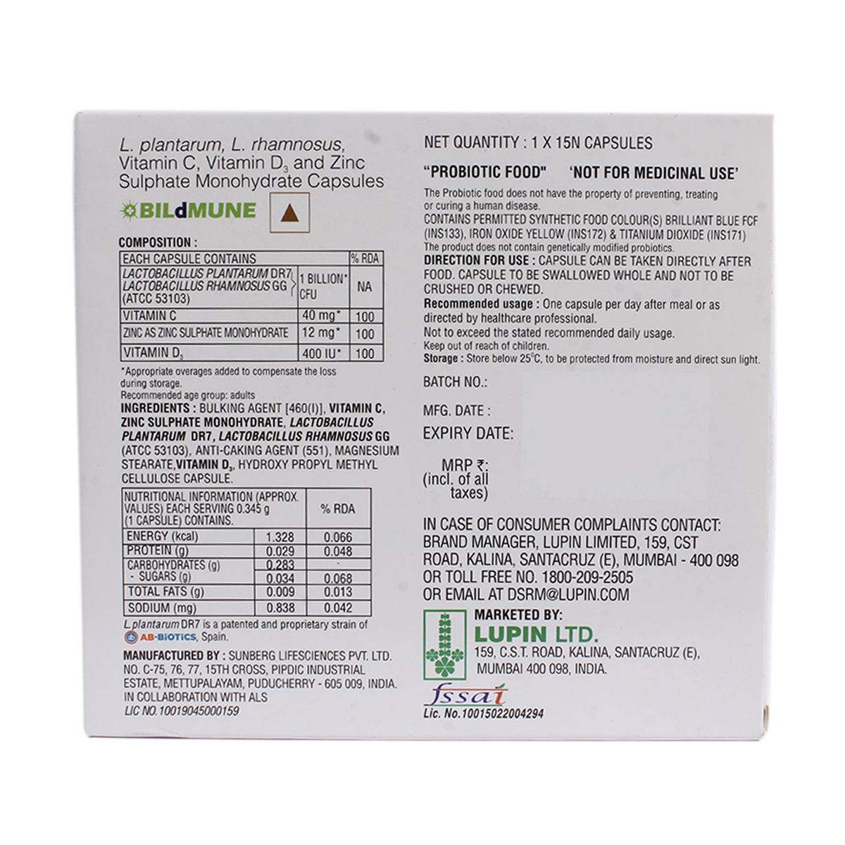 Bildmune Capsule 15's, Pack of 15 Bildmune Capsule 15's, Pack of 15