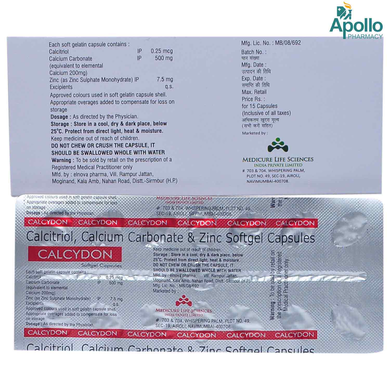 Calcydon Tablet 15's, Pack of 15 TABLETS Calcydon Tablet 15's, Pack of 15 TABLETS