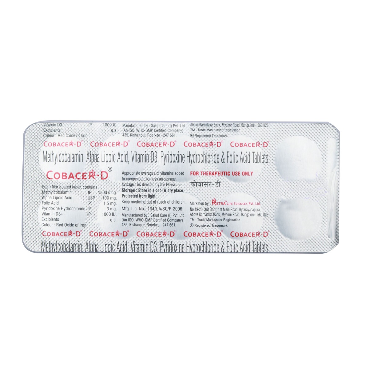 Cobacer D Tablet 10's, Pack of 10 TABLETS Cobacer D Tablet 10's, Pack of 10 TABLETS
