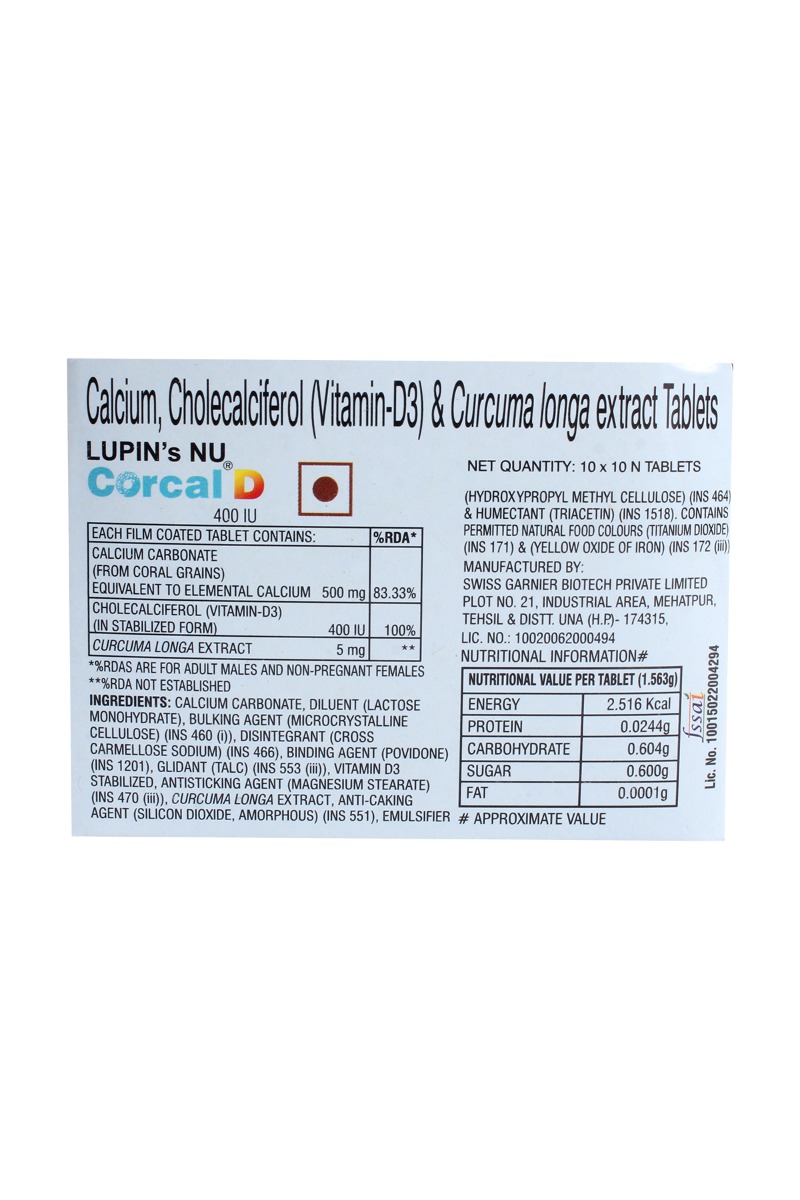 Corcal D 400IU Tablet 10's, Pack of 10 Corcal D 400IU Tablet 10's, Pack of 10