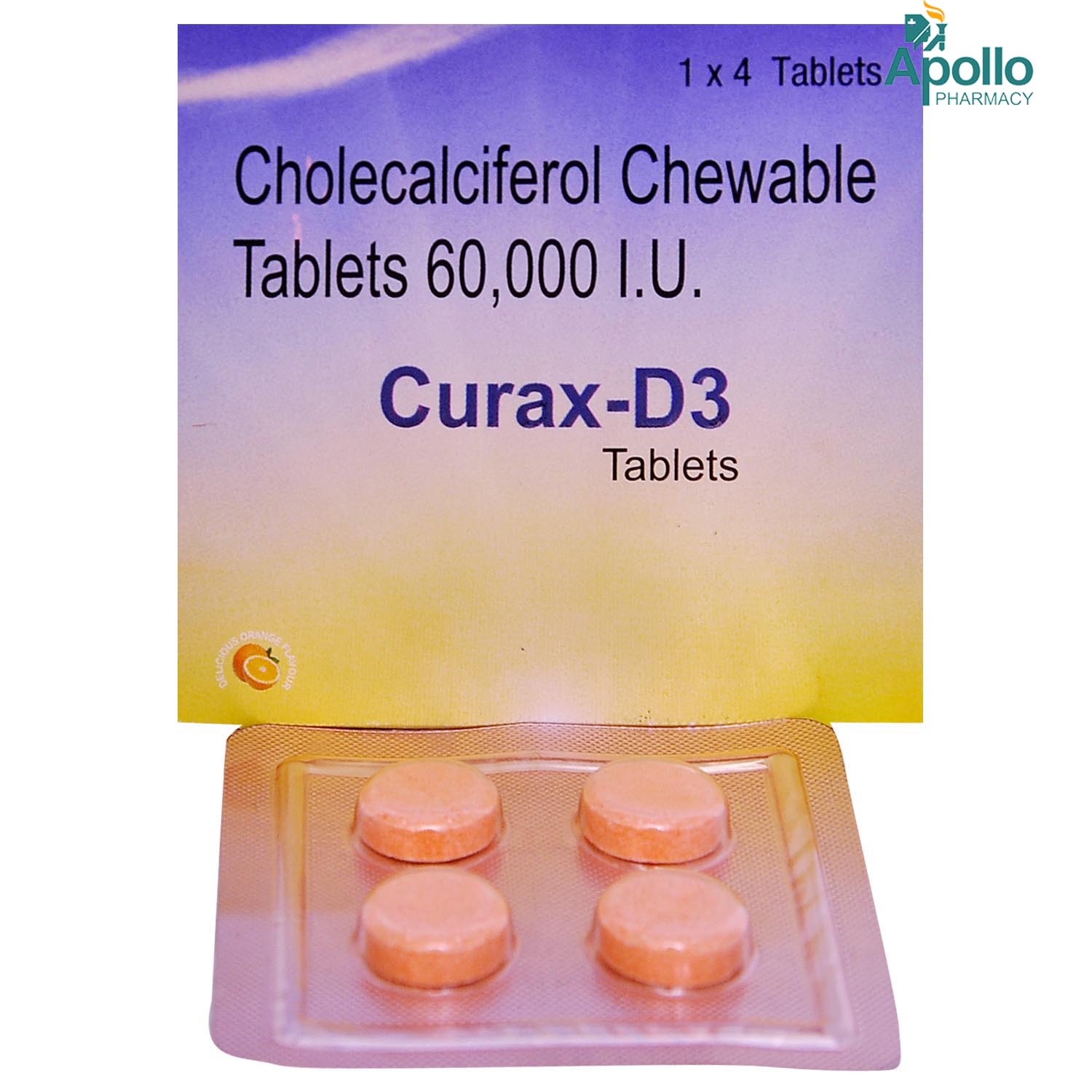 Curax-D3 Orange Flavour Tablet 4's, Pack of 4 Curax-D3 Orange Flavour Tablet 4's, Pack of 4