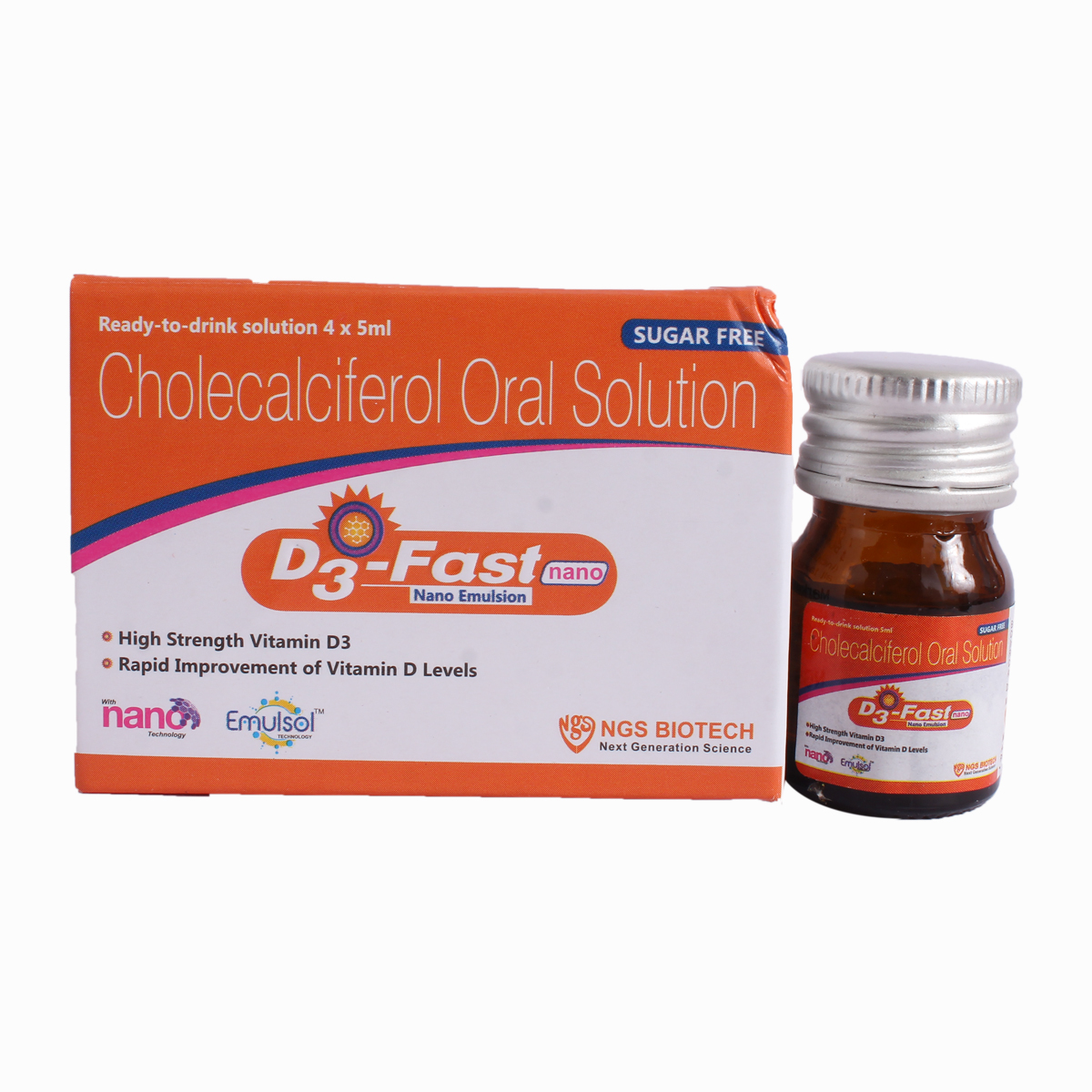 D3-Fast Nano Sugar Free Oral Solution 5 ml, Pack of 1 D3-Fast Nano Sugar Free Oral Solution 5 ml, Pack of 1
