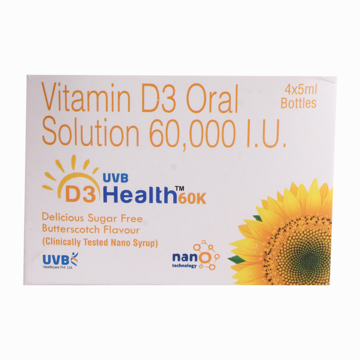 D3 Health 60K Sugar Free Solution 4x5 ml, Pack of 4 D3 Health 60K Sugar Free Solution 4x5 ml, Pack of 4