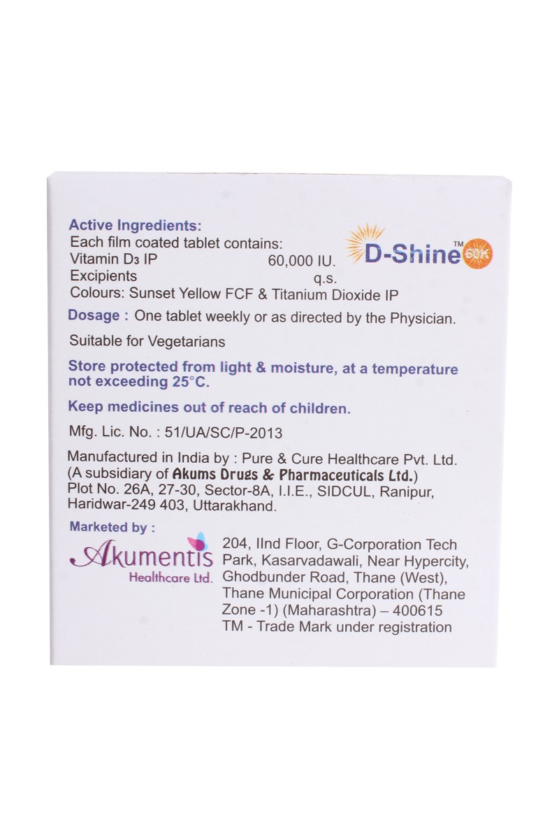 Dshine 60K Tablet 4's, Pack of 4 Dshine 60K Tablet 4's, Pack of 4
