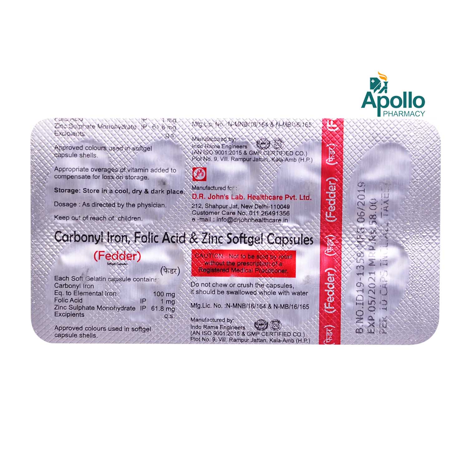 Fedder Capsule 10's, Pack of 10 CapsuleS Fedder Capsule 10's, Pack of 10 CapsuleS