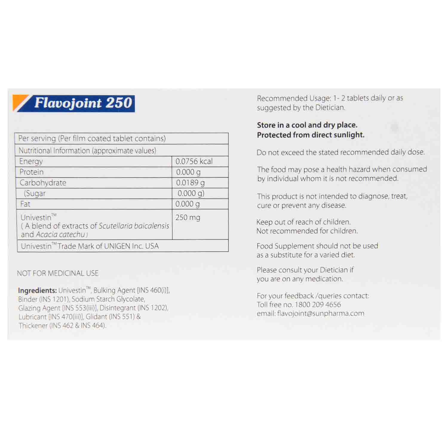 Flavojoint 250 Tablet 10's, Pack of 10 TABLETS Flavojoint 250 Tablet 10's, Pack of 10 TABLETS