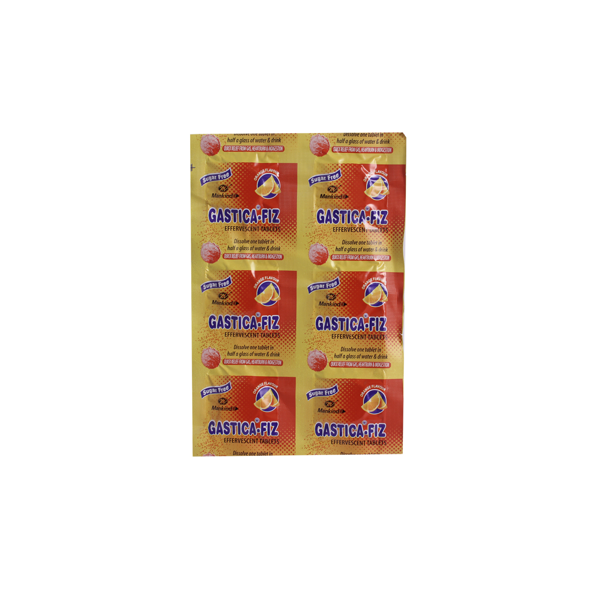 Gastica-Fiz Sugar Free Orange Effervescent Tablet 6's, Pack of 6 EFFERVESCENT TABLETS Gastica-Fiz Sugar Free Orange Effervescent Tablet 6's, Pack of 6 EFFERVESCENT TABLETS