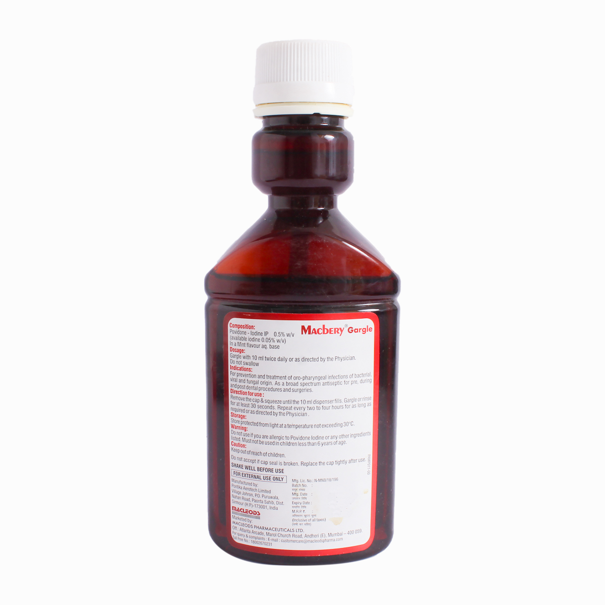 Macbery SF Mint Flavour Gargle 150 ml, Pack of 1 SOLUTION Macbery SF Mint Flavour Gargle 150 ml, Pack of 1 SOLUTION