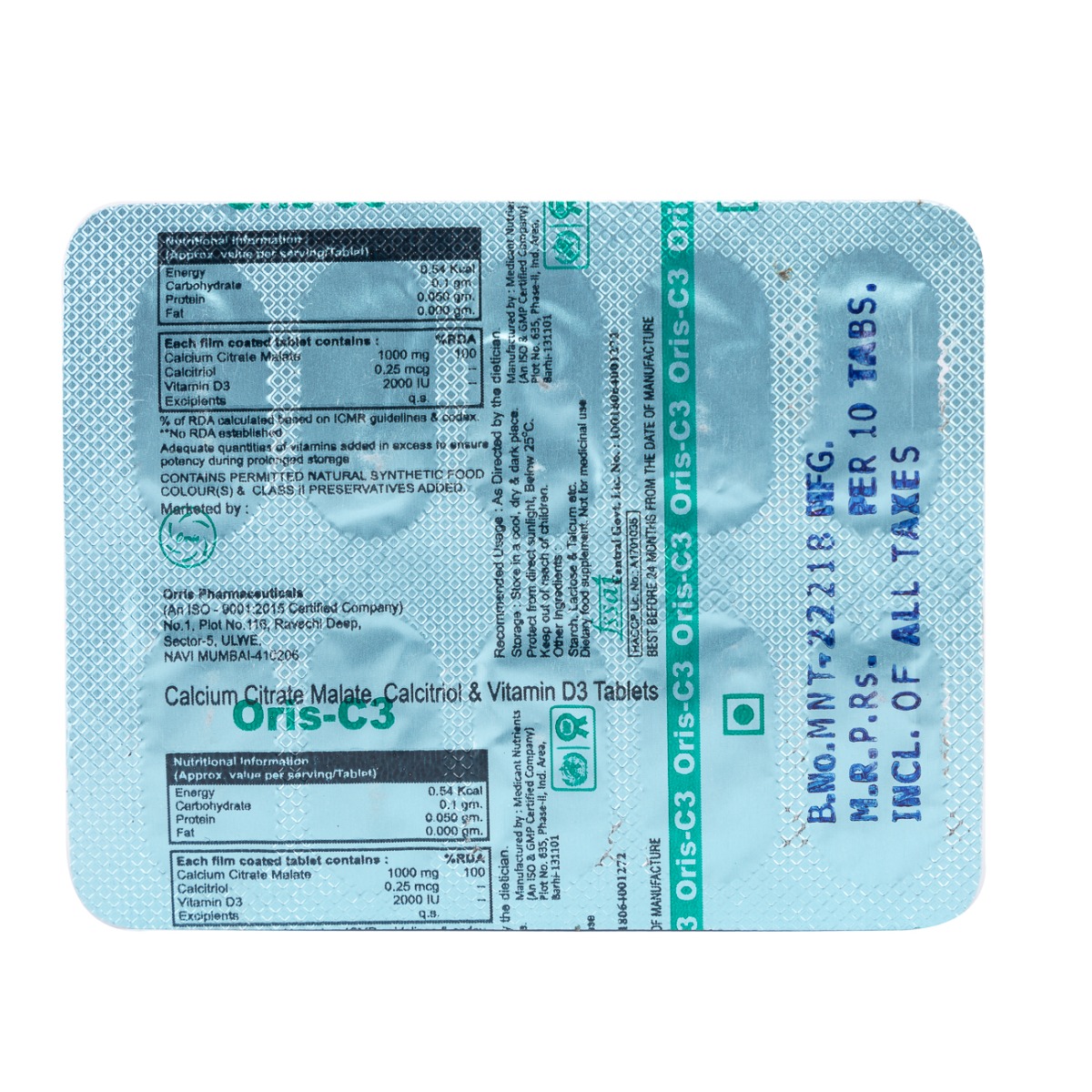 Oris C3 Tablet 10's, Pack of 10 TABLETS Oris C3 Tablet 10's, Pack of 10 TABLETS