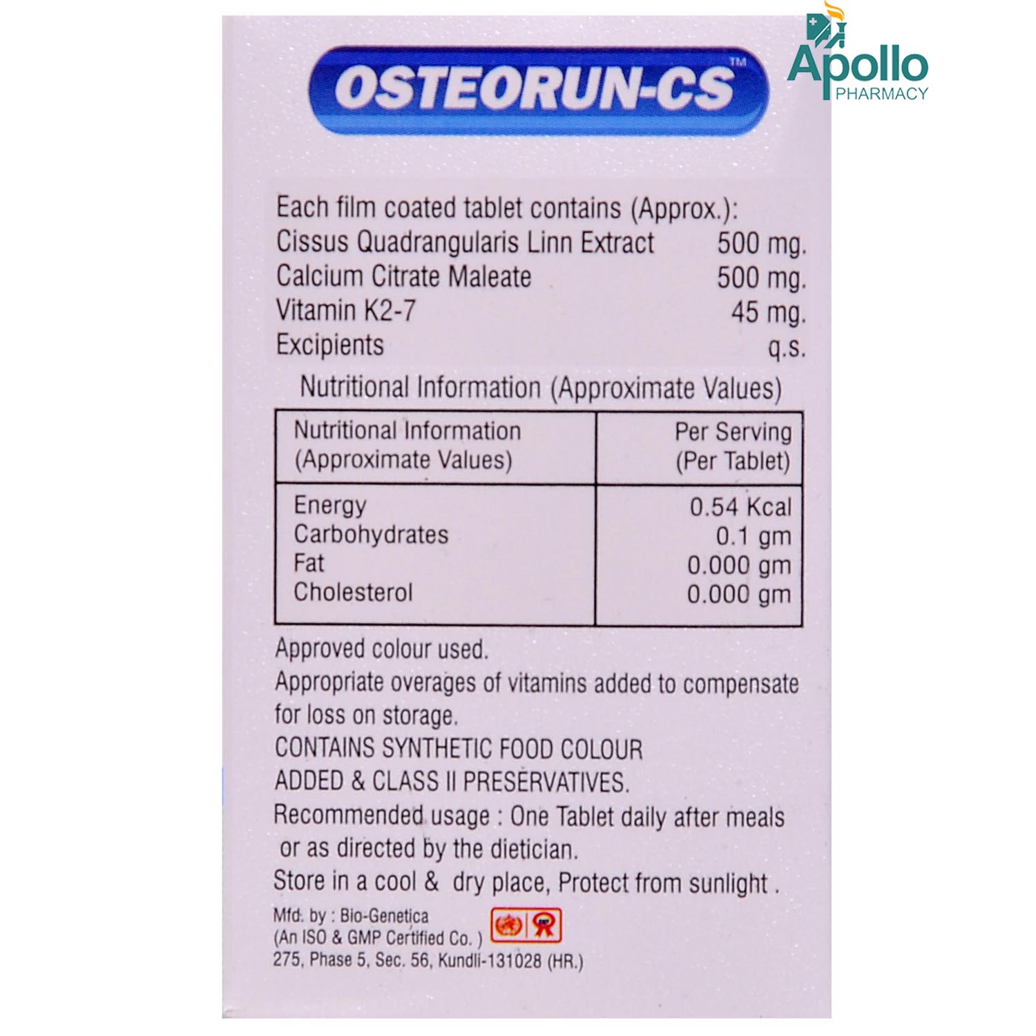 Osteorun CS Tablet 30's, Pack of 1 Tablet Osteorun CS Tablet 30's, Pack of 1 Tablet