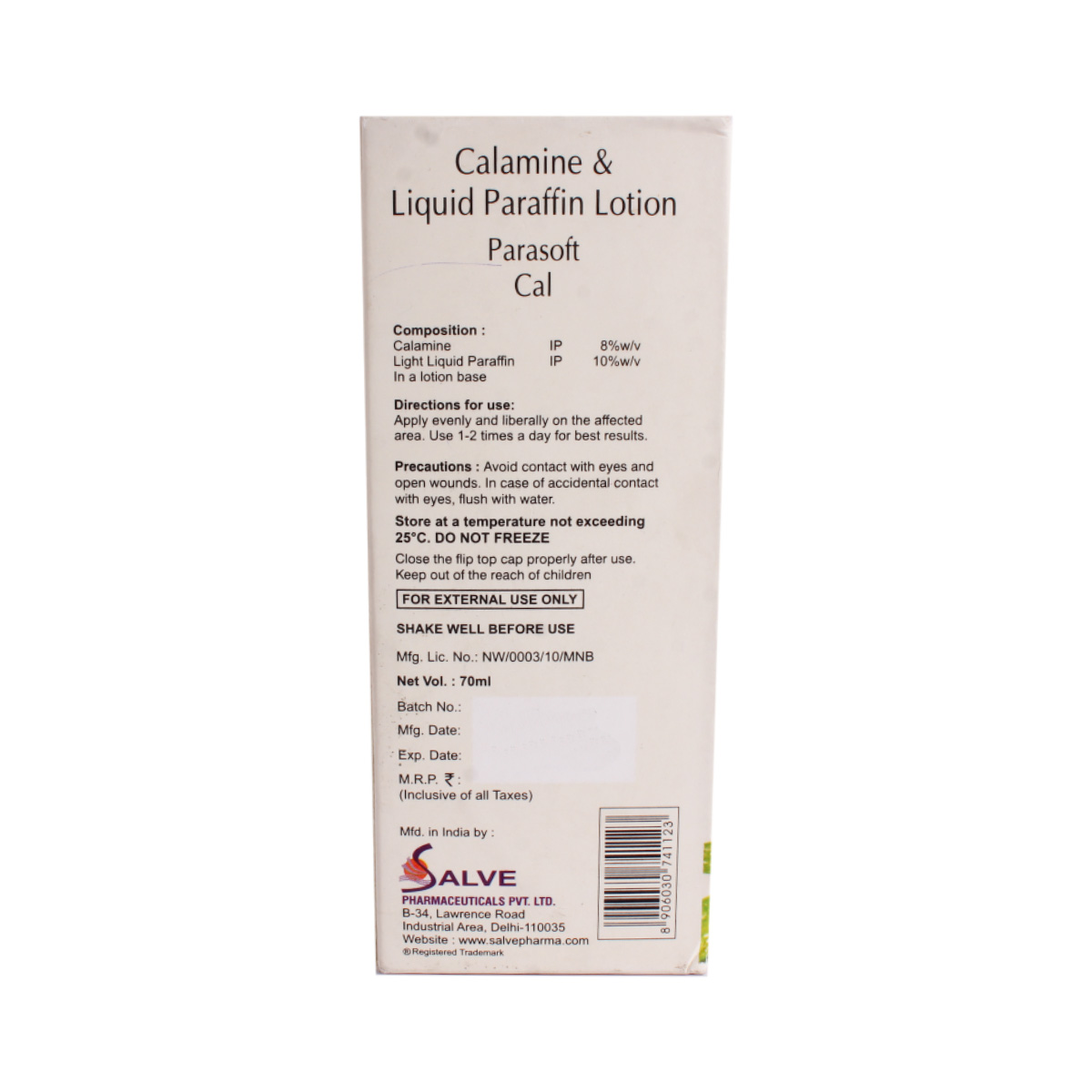 Parasoft Cal Lotion 70 ml, Pack of 1 Lotion Parasoft Cal Lotion 70 ml, Pack of 1 Lotion