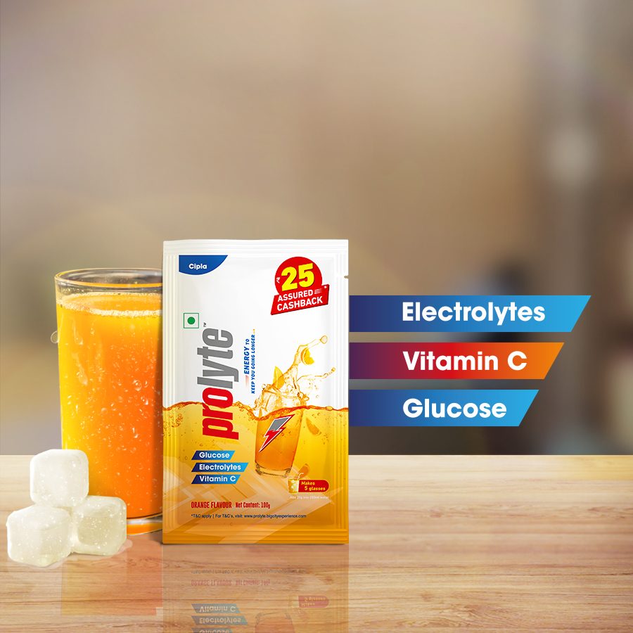 Prolyte Orange Flavour Electrolyte Powder, 100 gm, Pack of 1 Prolyte Orange Flavour Electrolyte Powder, 100 gm, Pack of 1