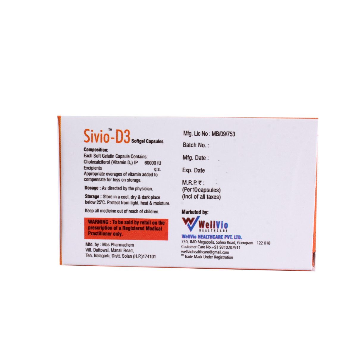 Sivio-D3 60K Softgel Capsule 10's, Pack of 10 Sivio-D3 60K Softgel Capsule 10's, Pack of 10