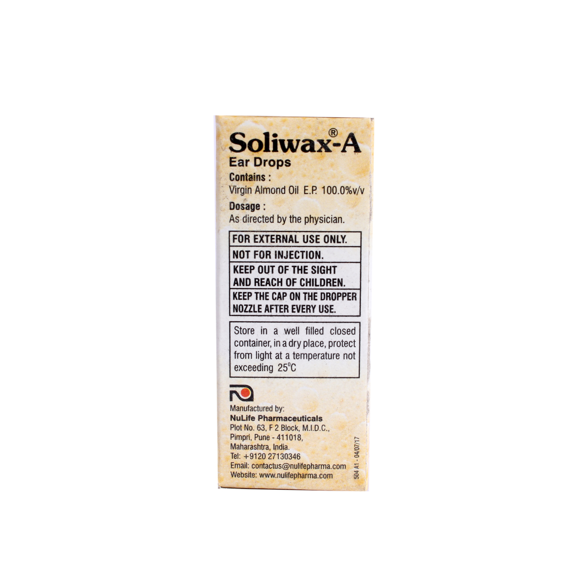 Soliwax-A Ear Drops 10 ml, Pack of 1 EAR DROPS Soliwax-A Ear Drops 10 ml, Pack of 1 EAR DROPS