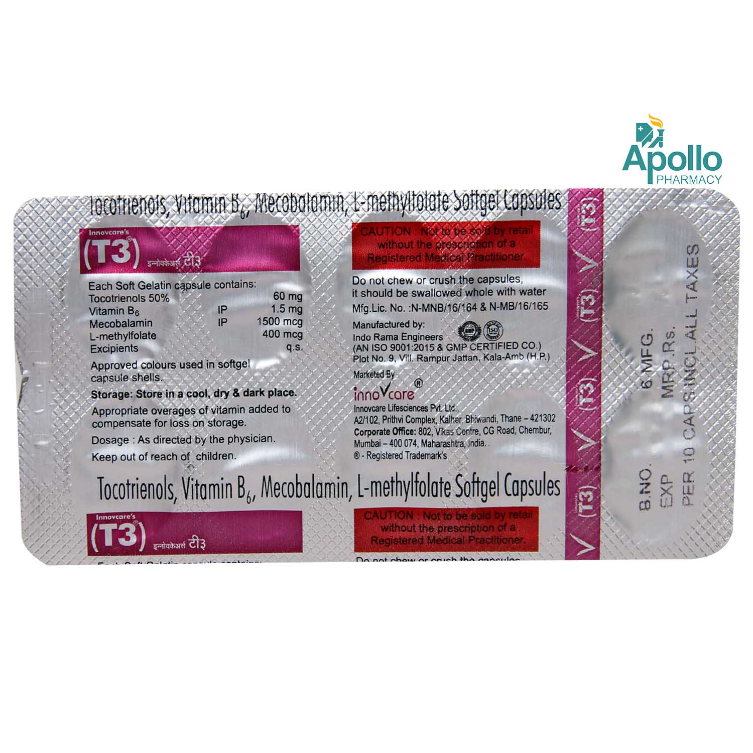 T3 Innovcare Capsule 10's, Pack of 10 CAPSULES T3 Innovcare Capsule 10's, Pack of 10 CAPSULES