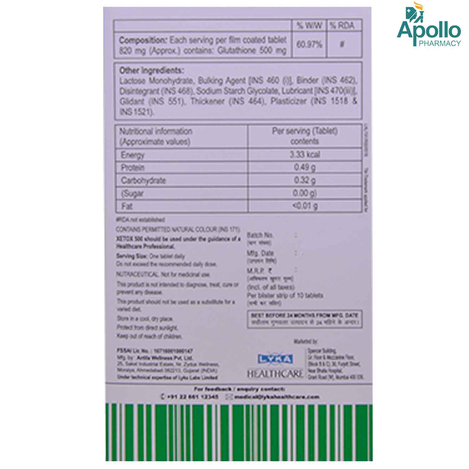 Xetox 500 Tablet 10's, Pack of 10 TABLETS Xetox 500 Tablet 10's, Pack of 10 TABLETS