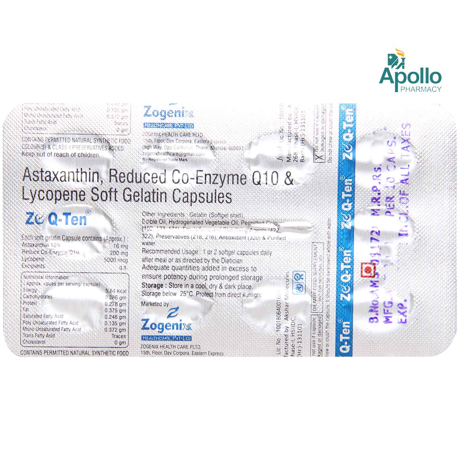 Zo Q Ten Capsule 10's, Pack of 10 CapsuleS Zo Q Ten Capsule 10's, Pack of 10 CapsuleS