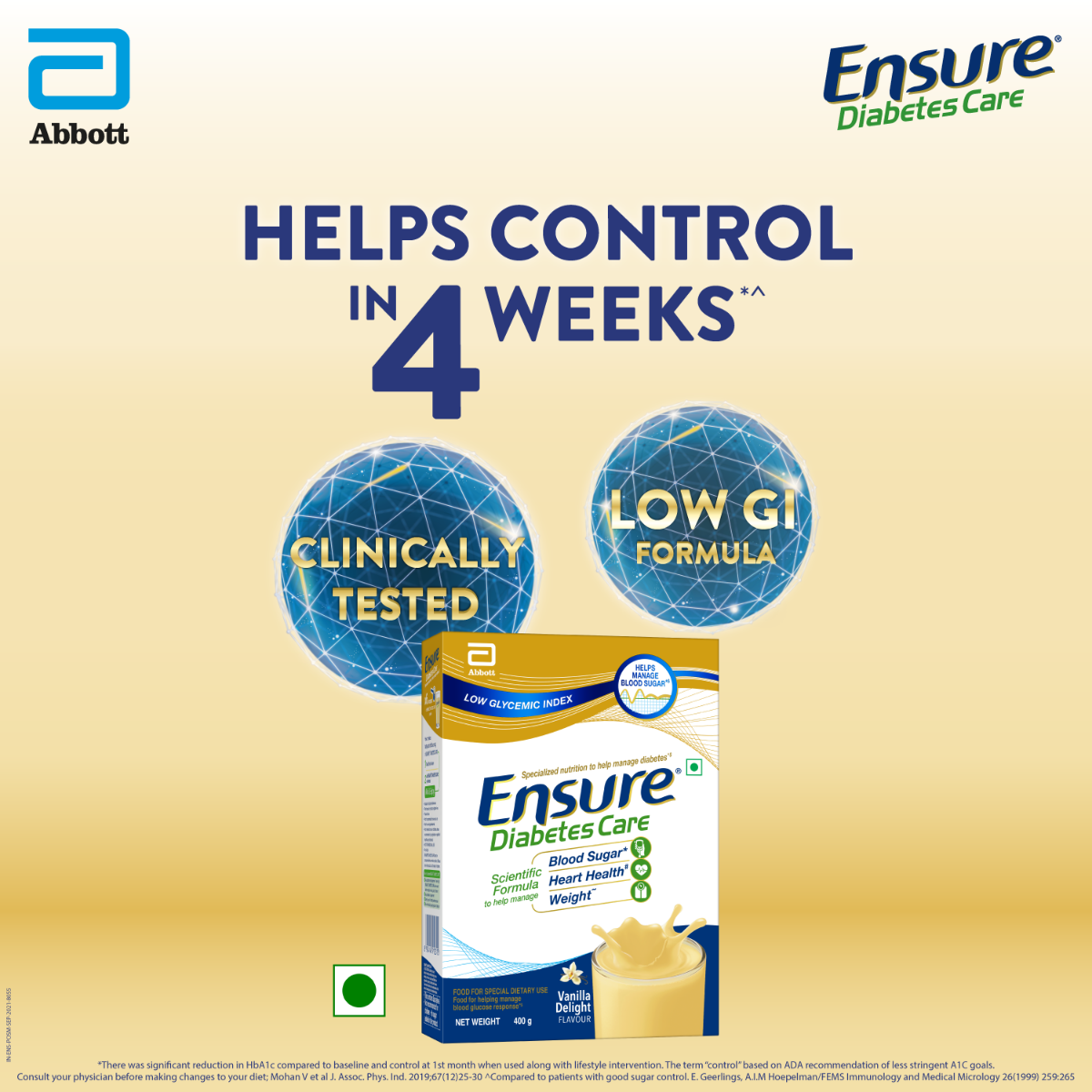 Ensure Diabetes Care Vanilla Delight Flavour Powder for Adults, 2 kg, Pack of 1 Ensure Diabetes Care Vanilla Delight Flavour Powder for Adults, 2 kg, Pack of 1